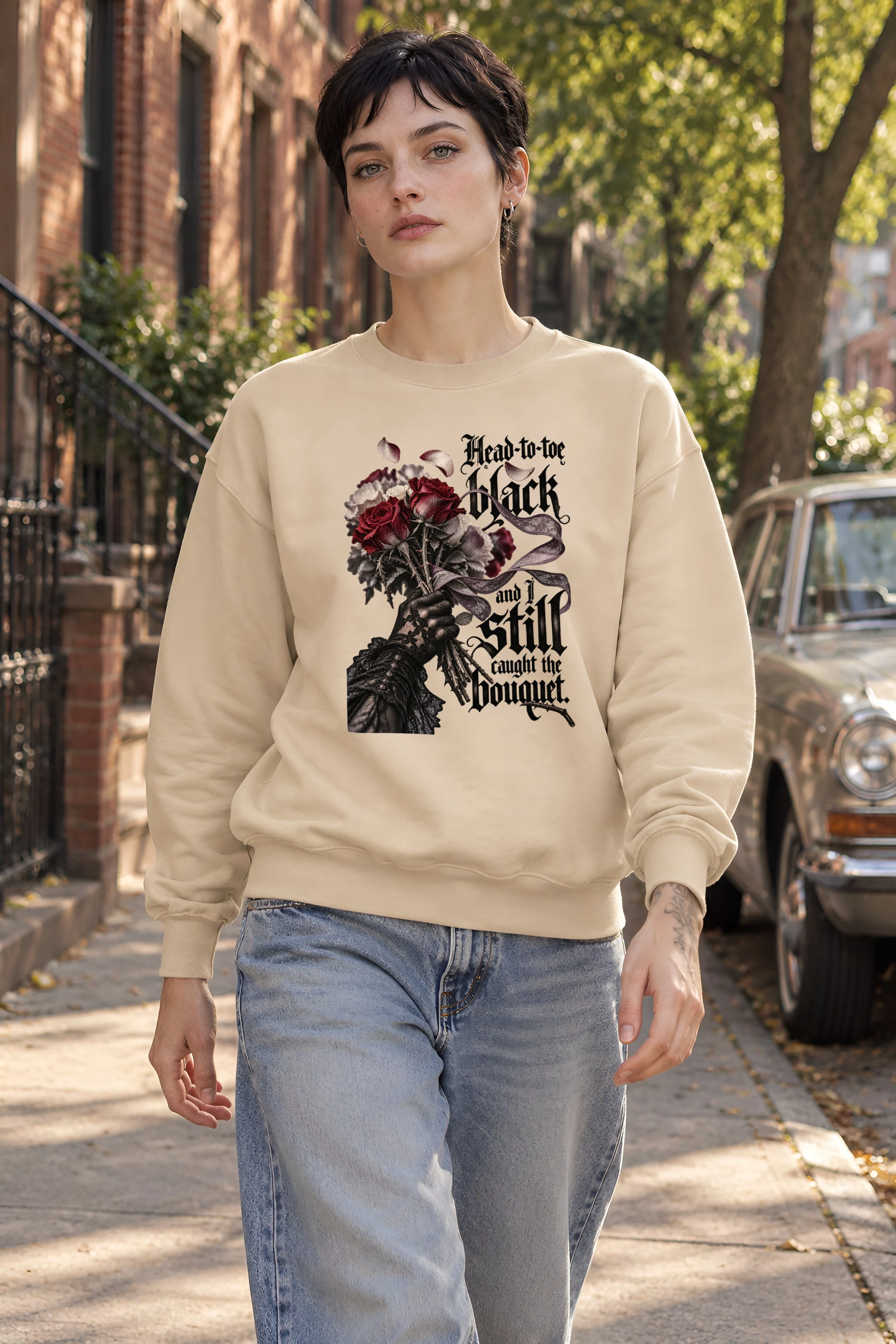 "Lace Rose Bouquet" Unisex Crewneck Sweatshirt