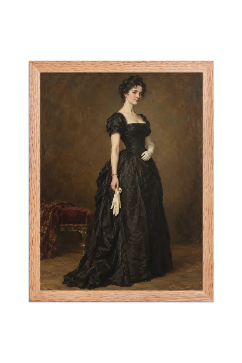 “Lady in Black Satin” Premium Wooden Framed Poster