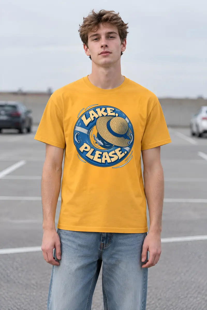 “Lake, Please” Heavyweight Unisex Crewneck T-shirt