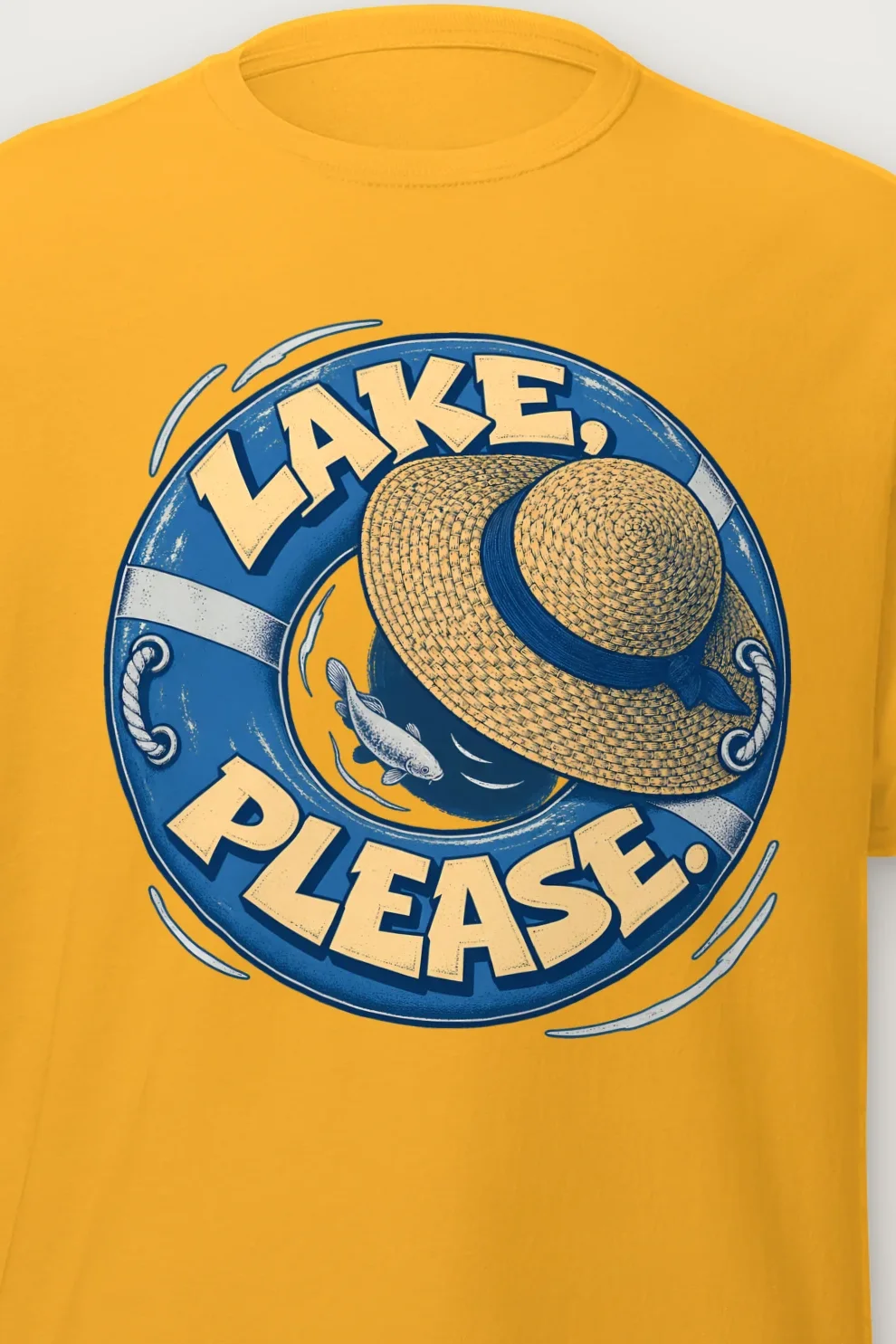 "Lake, Please" Heavyweight Unisex Crewneck T-shirt - the graphic up close