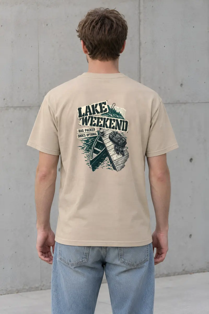 "Lake Weekend Shoes Optional" Heavyweight Unisex Crewneck T-shirt