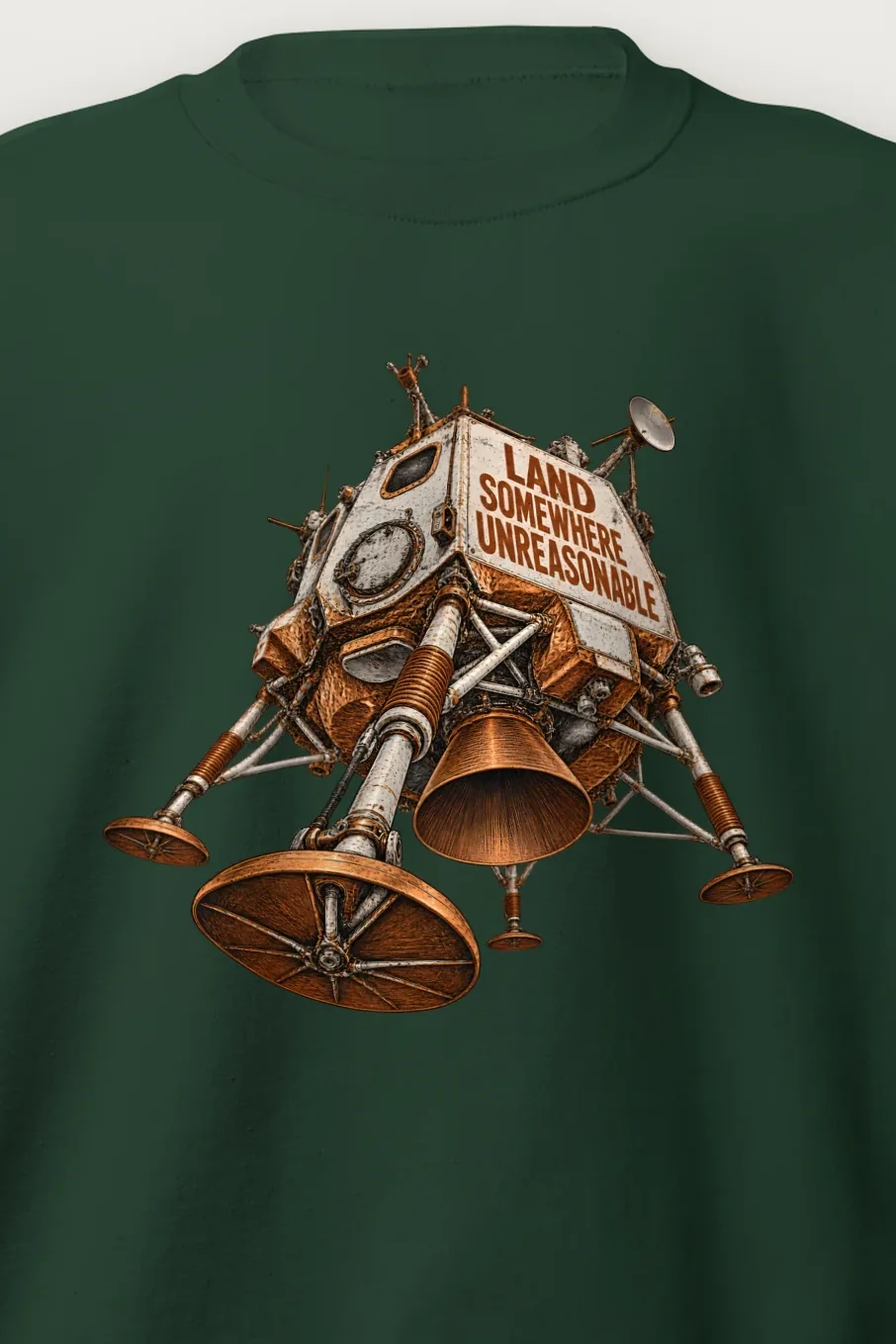 "Land Somewhere Unreasonable" Heavy Blend Unisex Crewneck Sweatshirt - the graphic up close