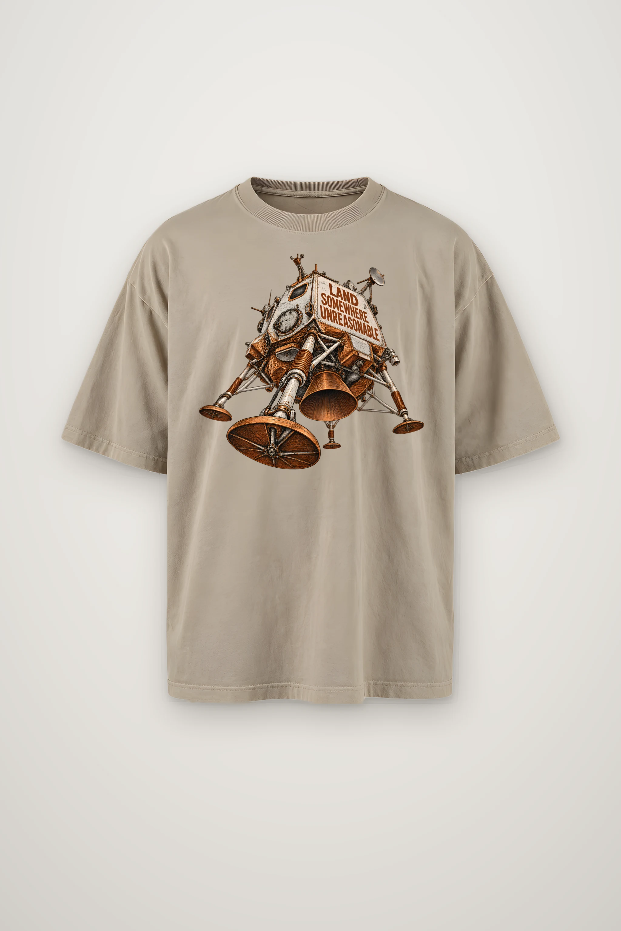 "Land Somewhere Unreasonable" Men's Oversized Heavyweight Crewneck T-Shirt