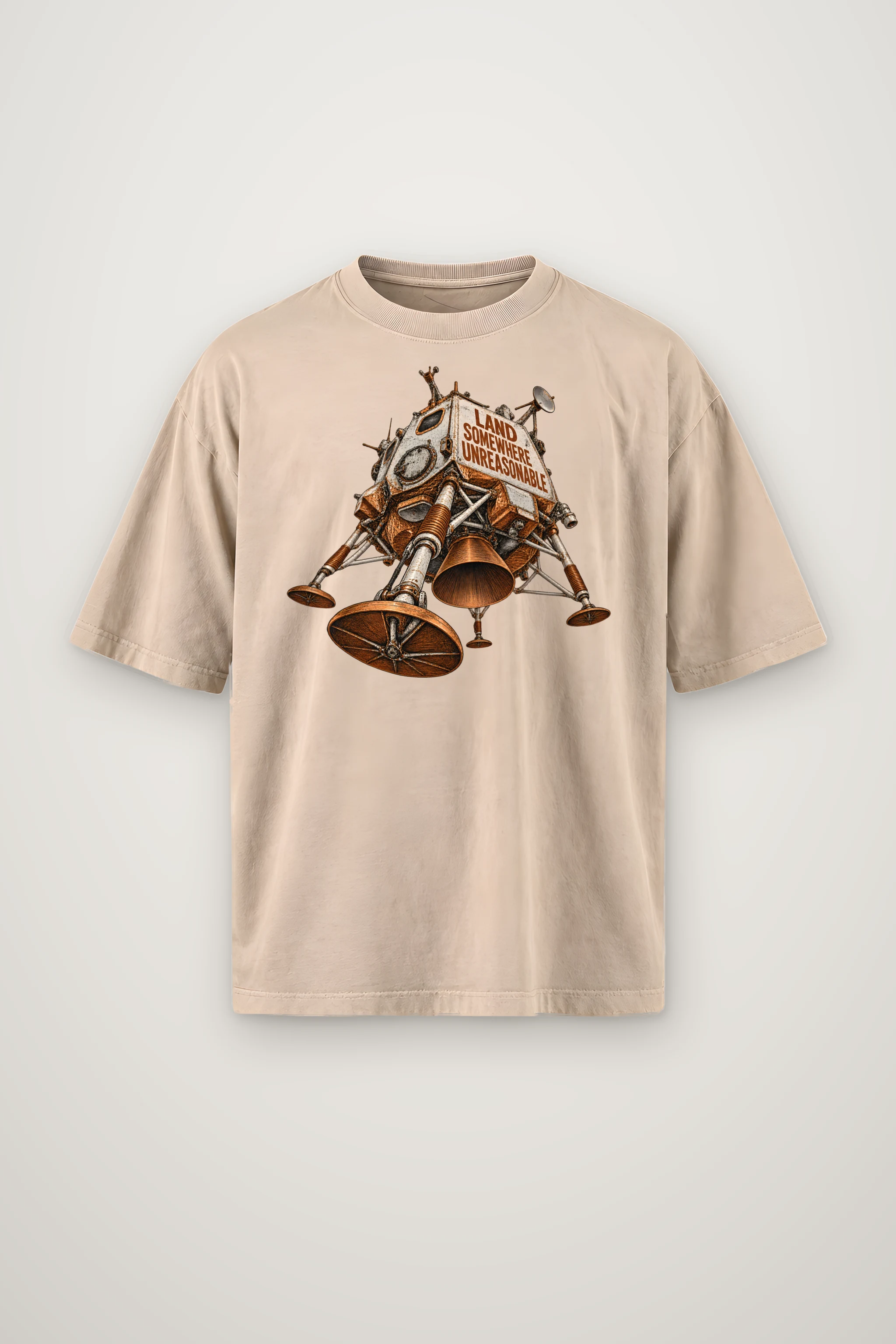 "Land Somewhere Unreasonable" Men's Oversized Heavyweight Crewneck T-Shirt