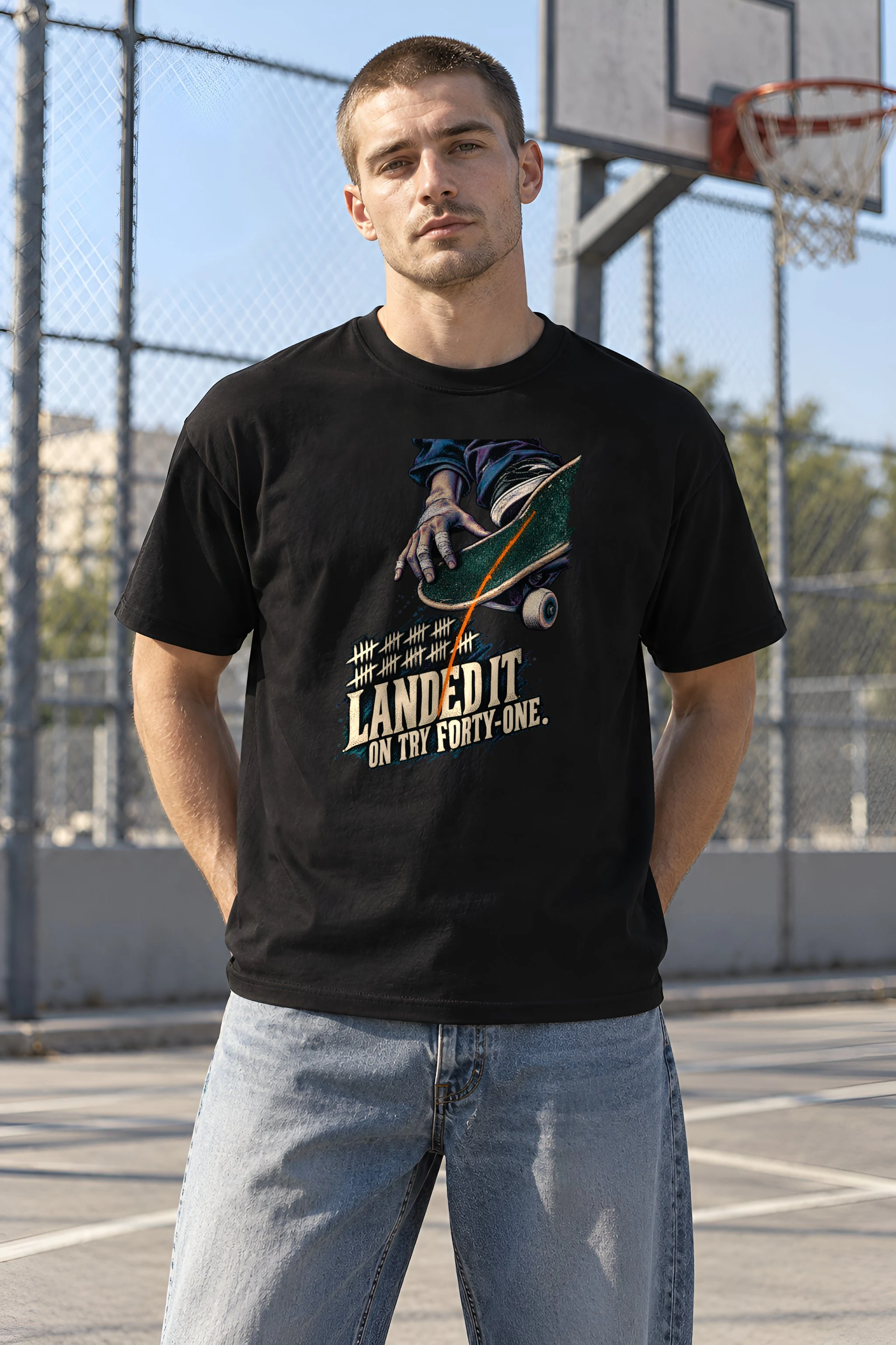 "Landed It" Heavyweight Unisex Crewneck T-shirt