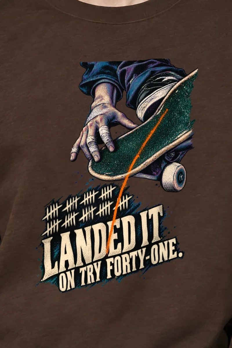 "Landed It on Try Forty-One" Unisex Crewneck Sweatshirt - the graphic up close