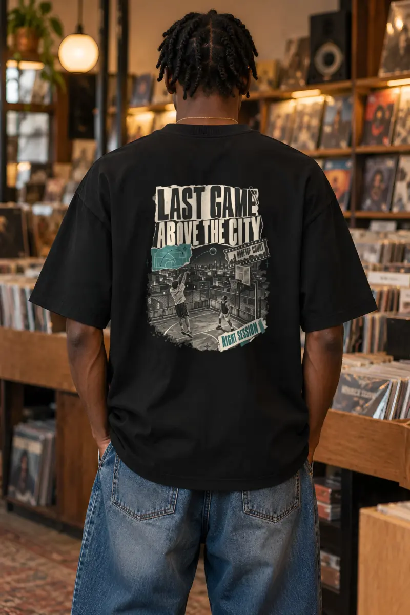 "Last Game Above the City" Unisex Oversized Heavyweight Crewneck T-Shirt