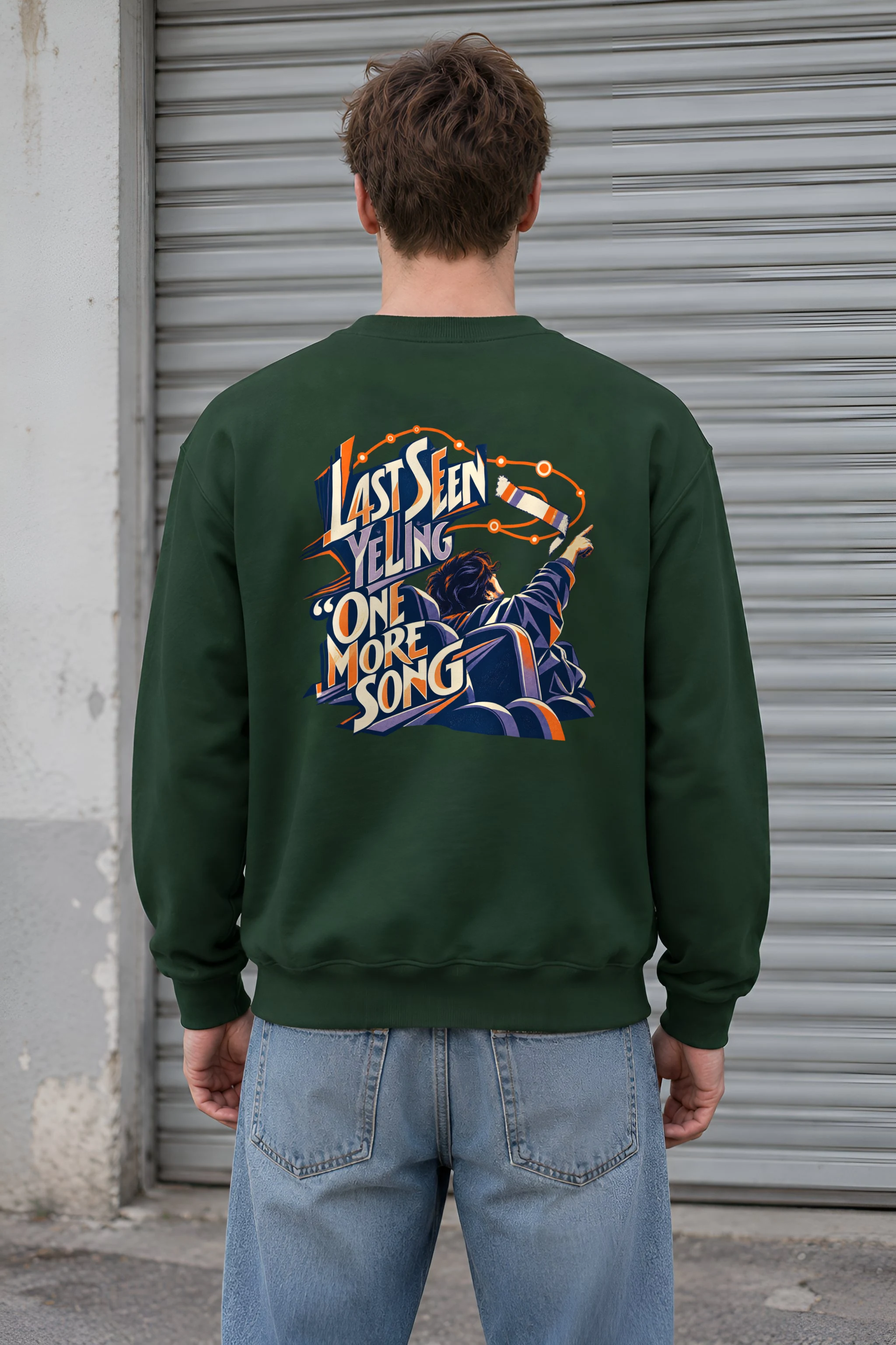 "Last Seen Yelling One More Song" Heavy Blend Unisex Crewneck Sweatshirt