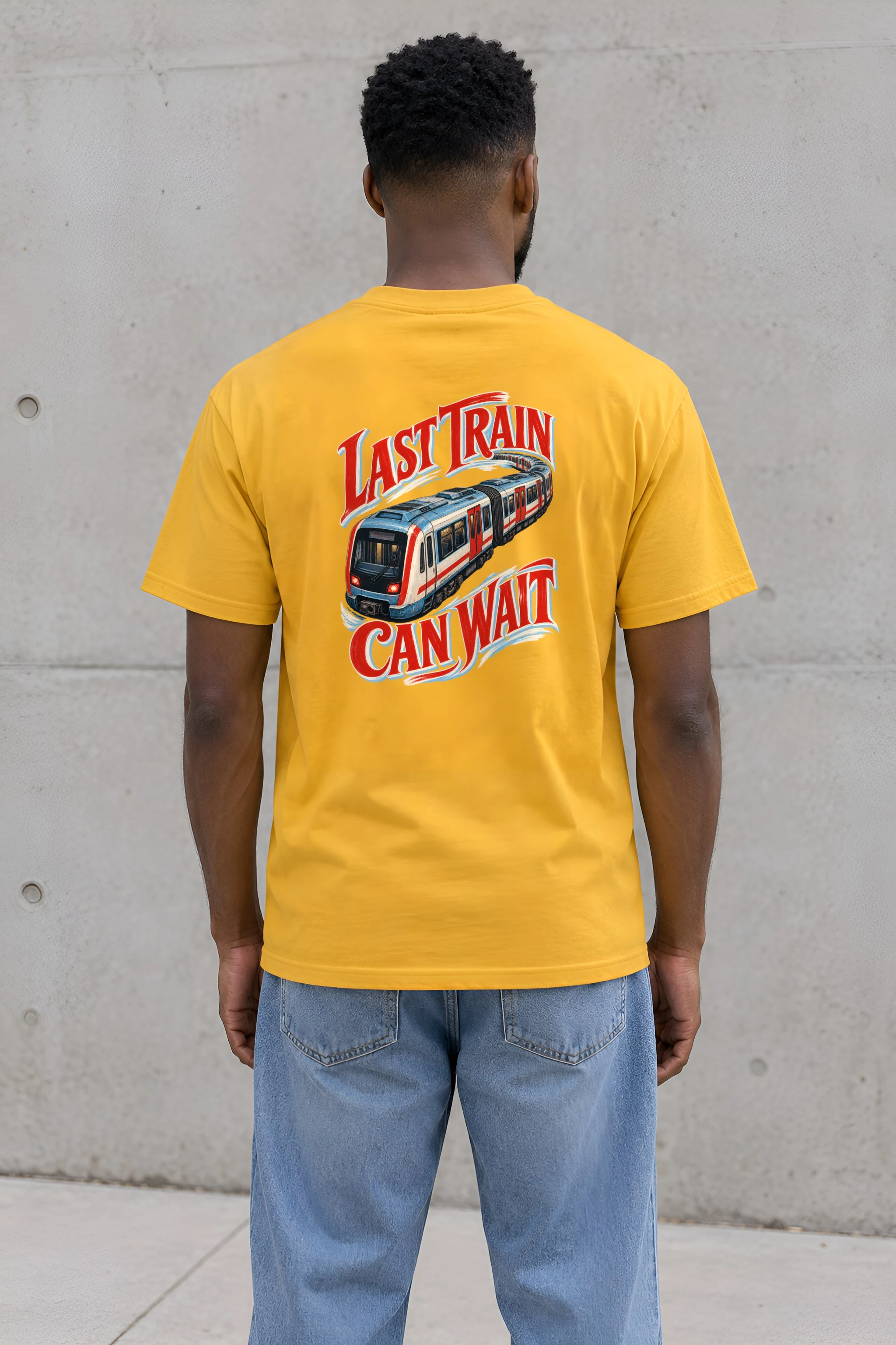 "Last Train Can Wait" Heavyweight Unisex Crewneck T-shirt