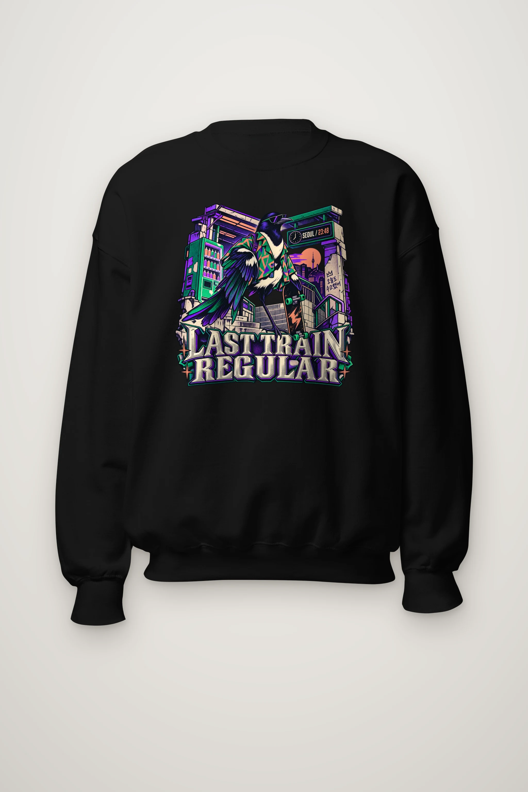 "Last Train Regular Magpie" Heavy Blend Unisex Crewneck Sweatshirt
