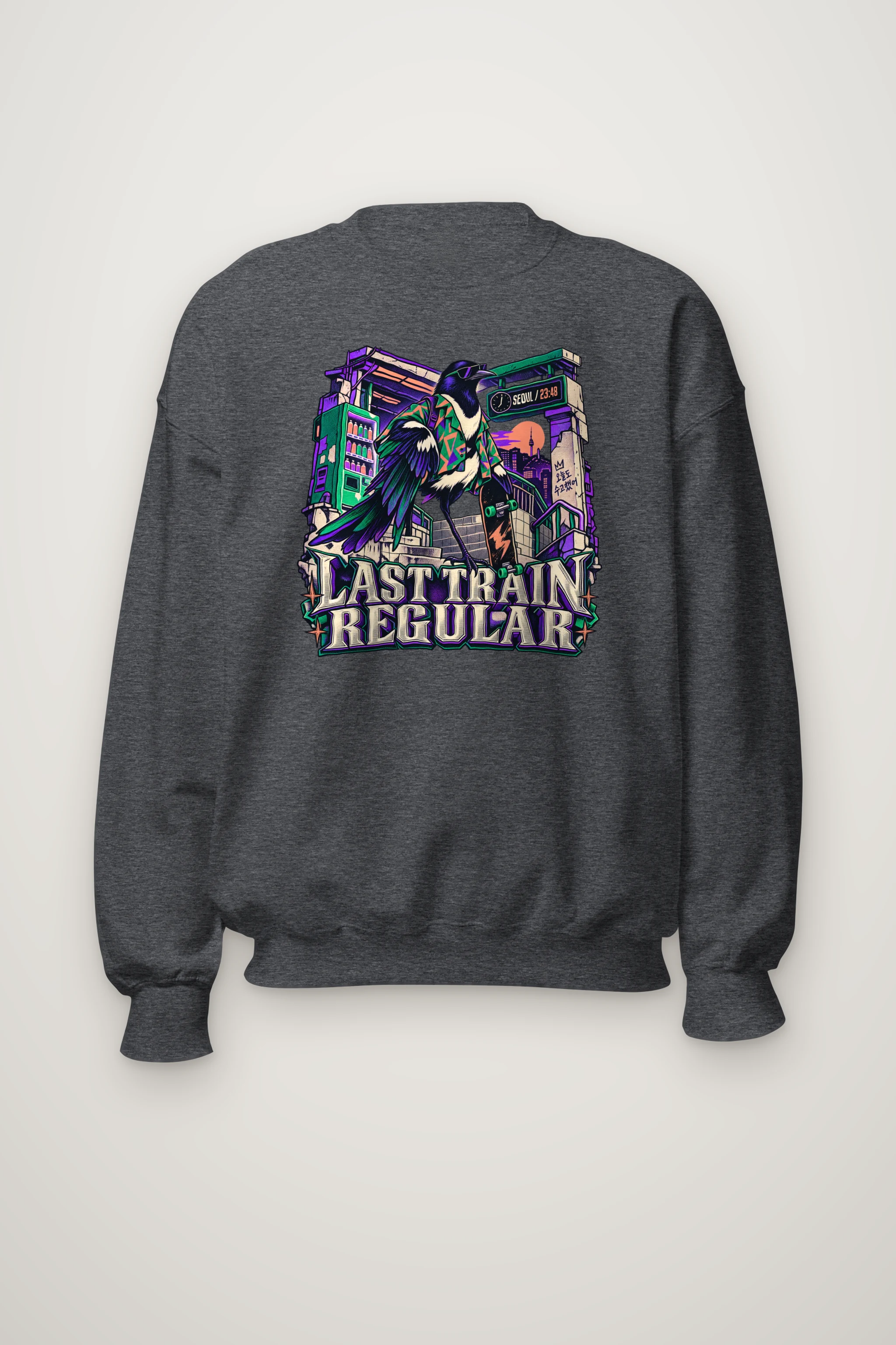 "Last Train Regular Magpie" Heavy Blend Unisex Crewneck Sweatshirt