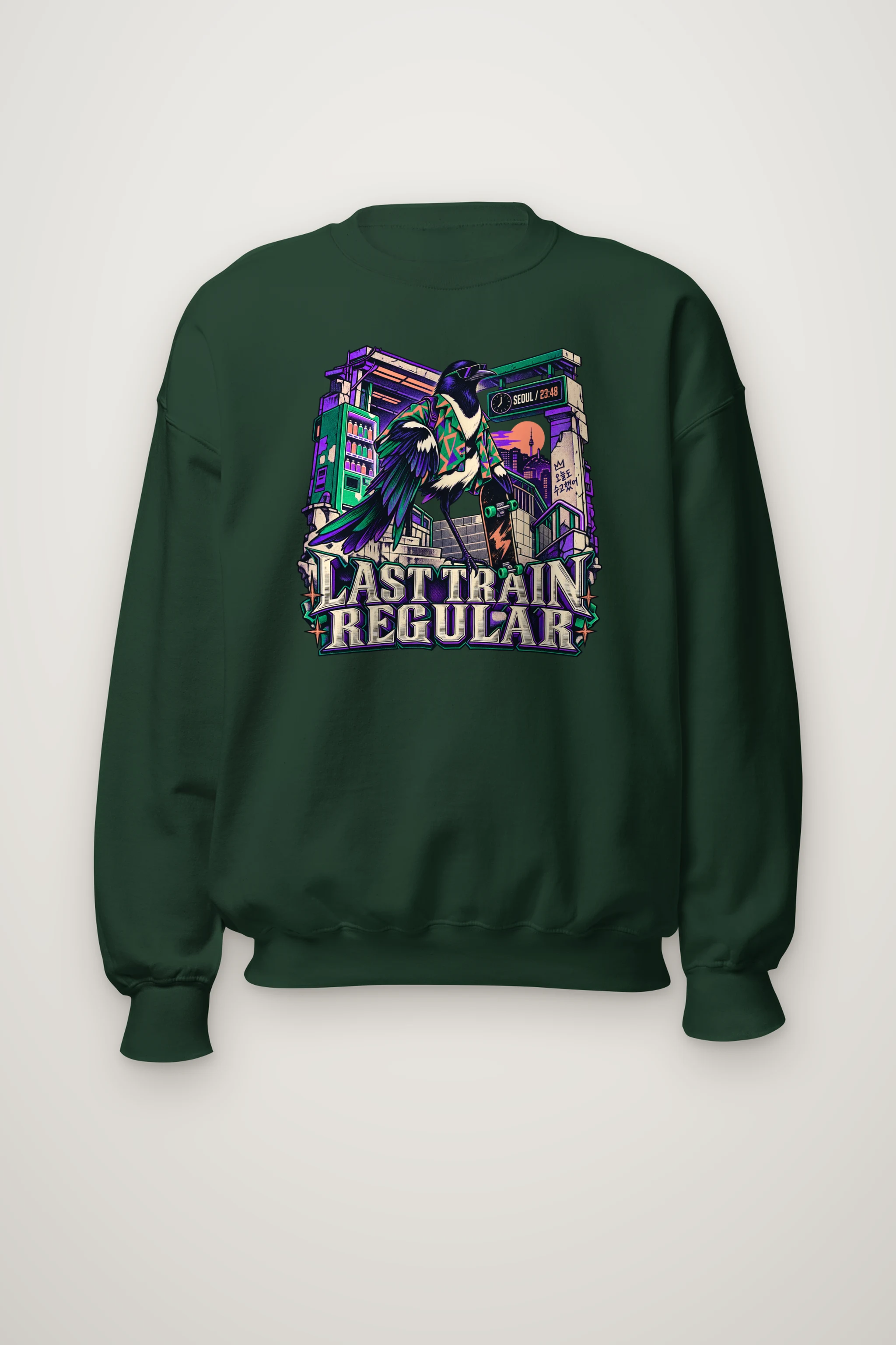 "Last Train Regular Magpie" Heavy Blend Unisex Crewneck Sweatshirt