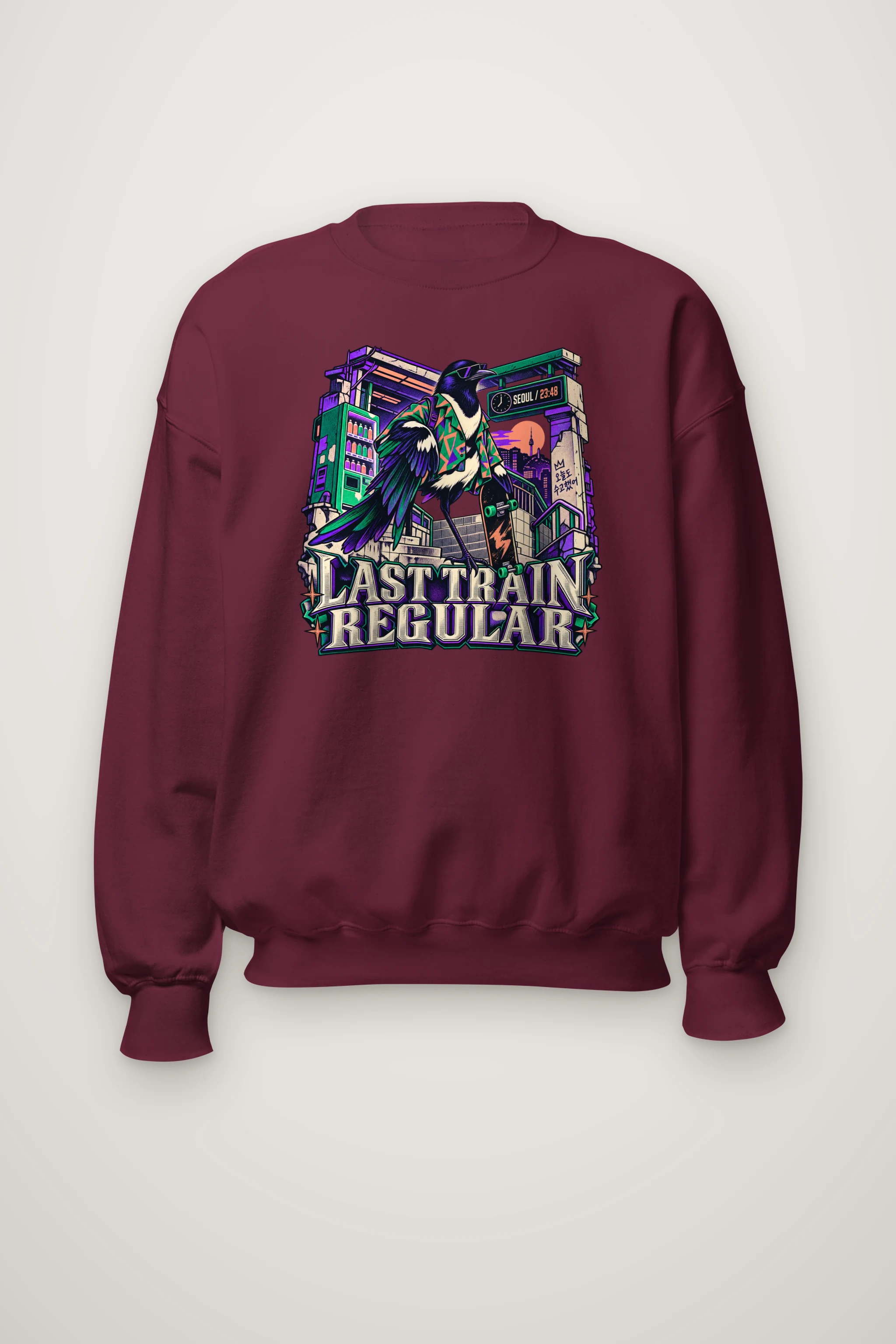 "Last Train Regular Magpie" Heavy Blend Unisex Crewneck Sweatshirt
