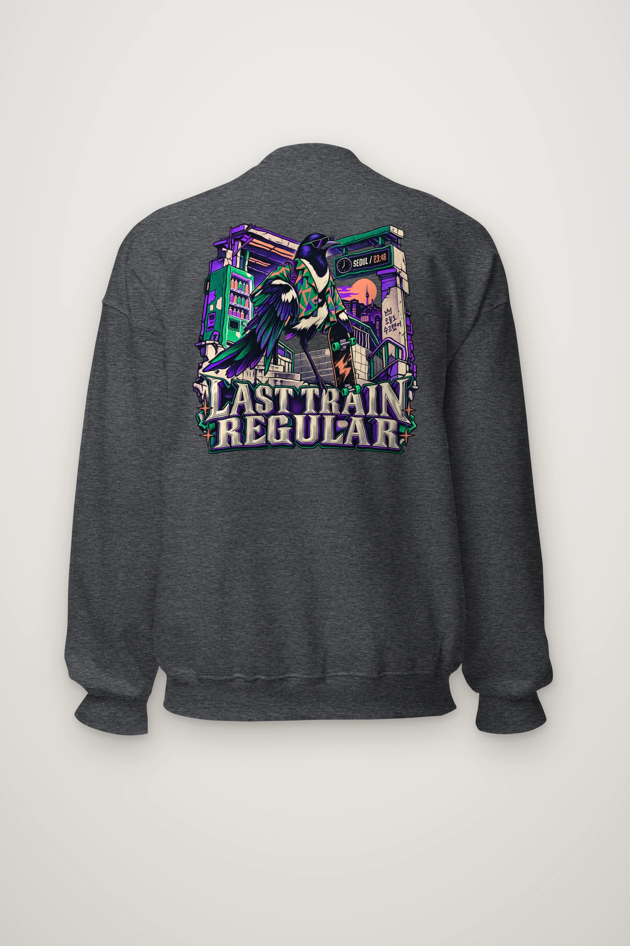 "Last Train Regular Magpie" Heavy Blend Unisex Crewneck Sweatshirt