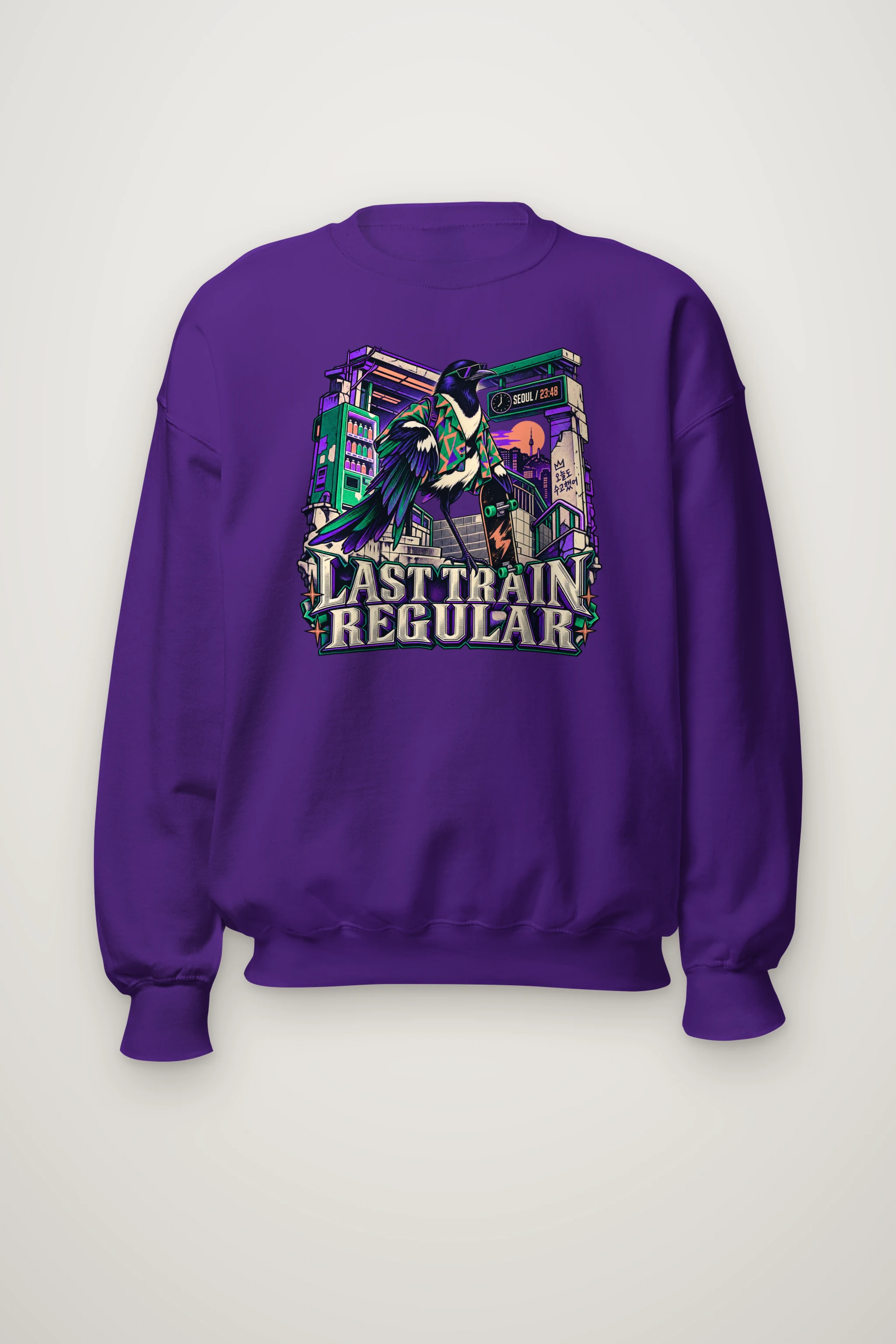 "Last Train Regular Magpie" Heavy Blend Unisex Crewneck Sweatshirt