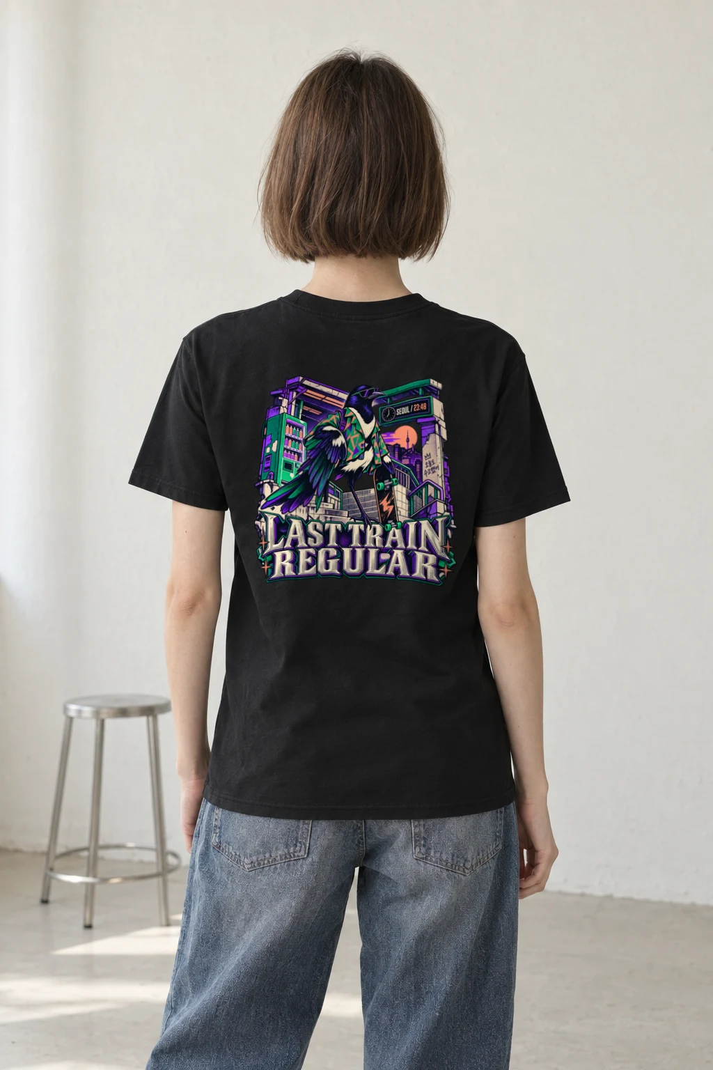 "Last Train Regular Seoul" Heavyweight Unisex Crewneck T-shirt