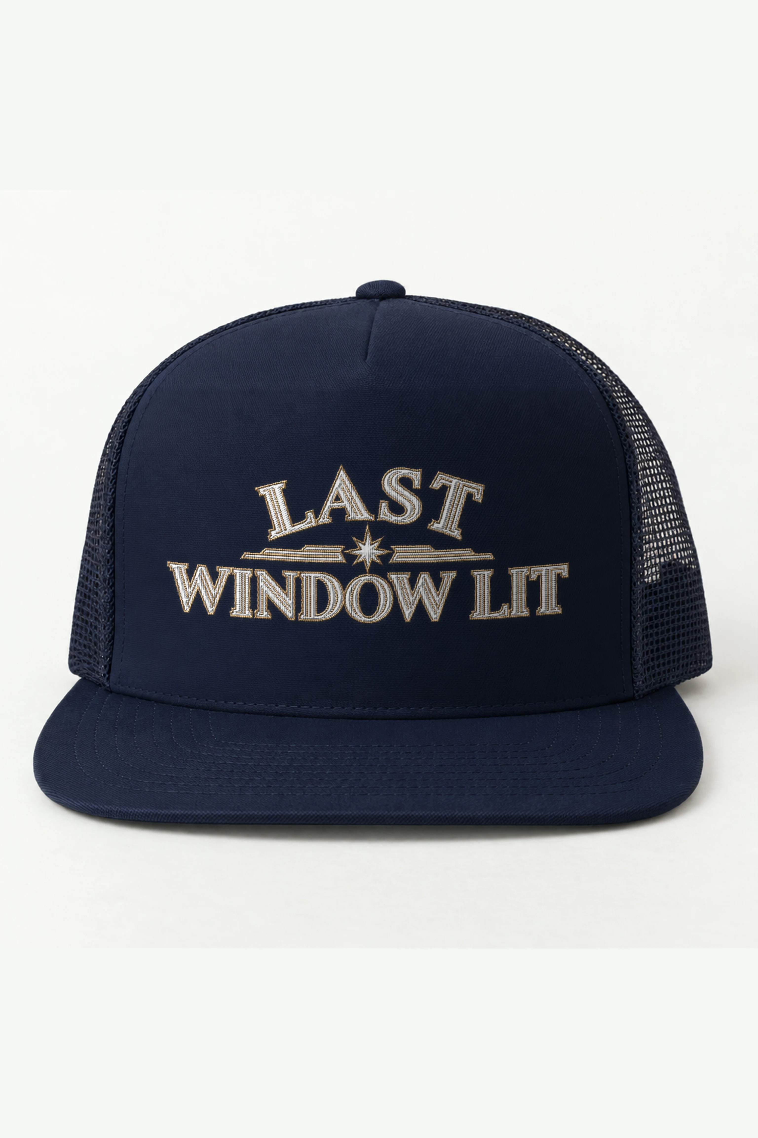 "Last Window Lit" 5 Panel Trucker Cap · Embroidered