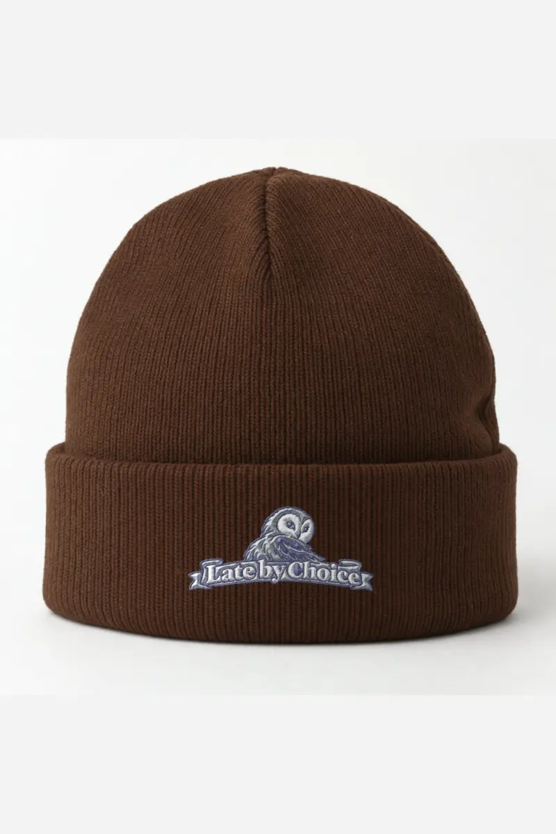 "Late by Choice" Cuffed Beanie · Embroidered