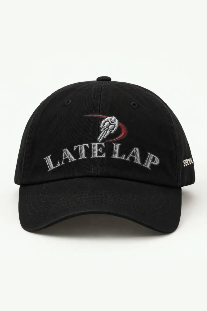 "LATE LAP" Classic Dad Hat · Embroidered — black/cap-front