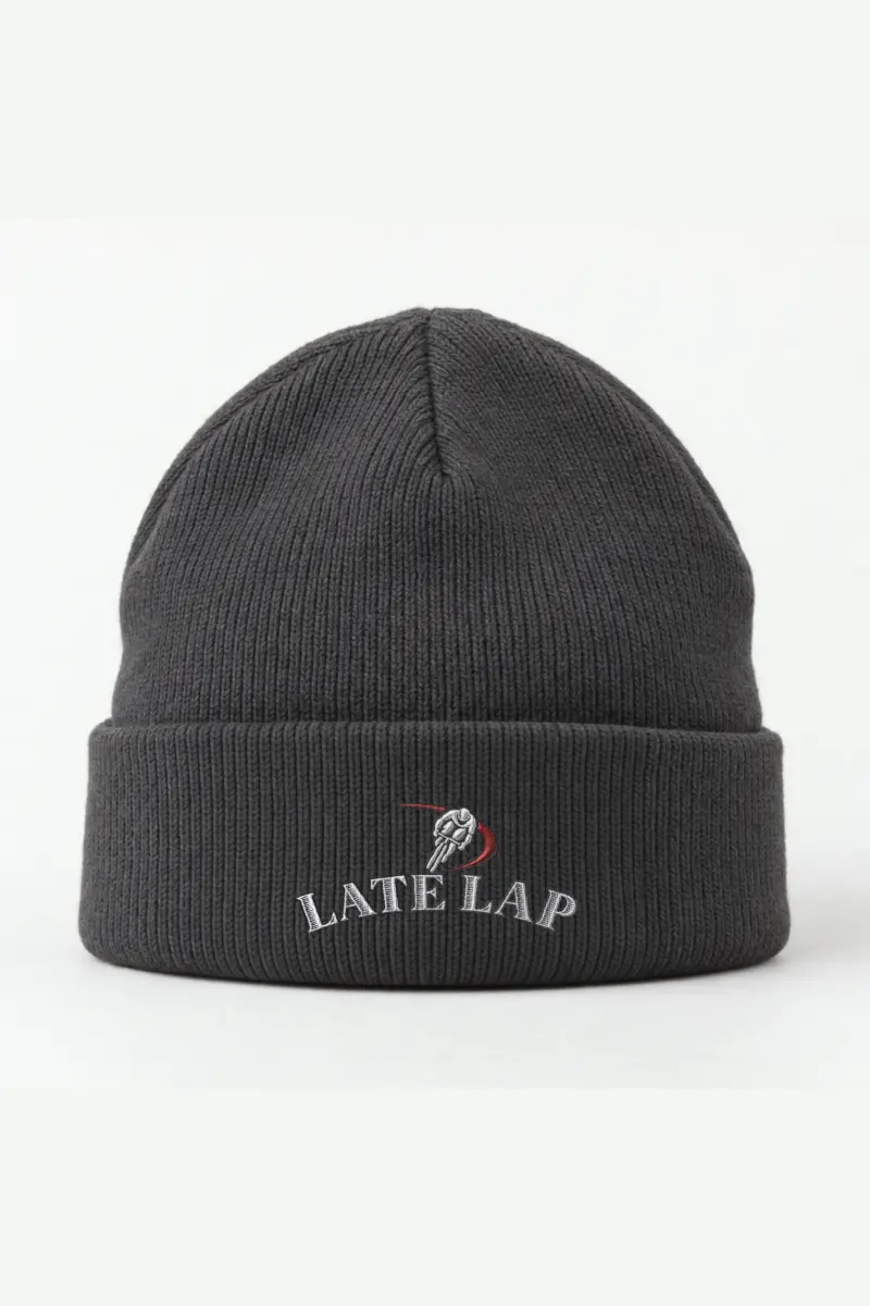 “Late Lap” Cuffed Beanie · Embroidered