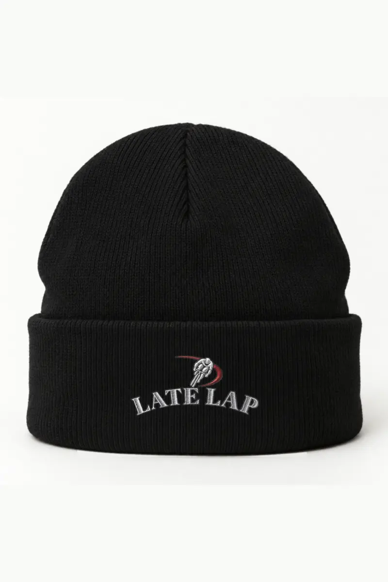 "Late Lap" Cuffed Beanie · Embroidered