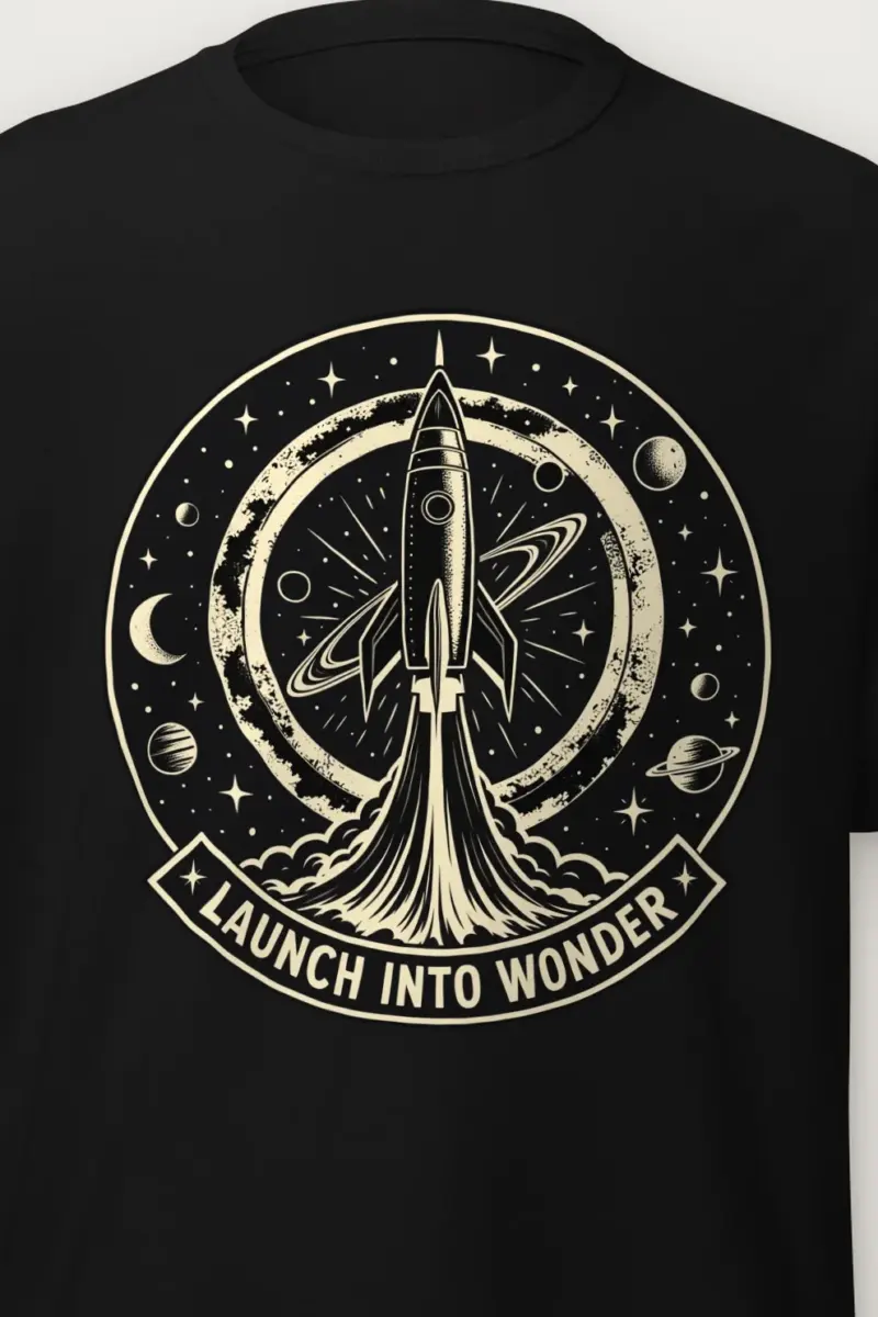 "Launch Into Wonder" Heavyweight Unisex Crewneck T-shirt