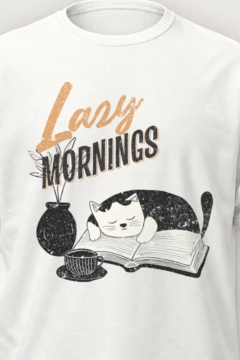 "Lazy Mornings" Heavyweight Unisex Crewneck T-shirt
