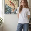 "Leaping Carp and Willow" Premium Wooden Framed Poster