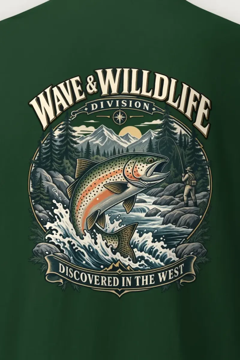 "Leaping Trout River" Heavyweight Unisex Crewneck T-shirt