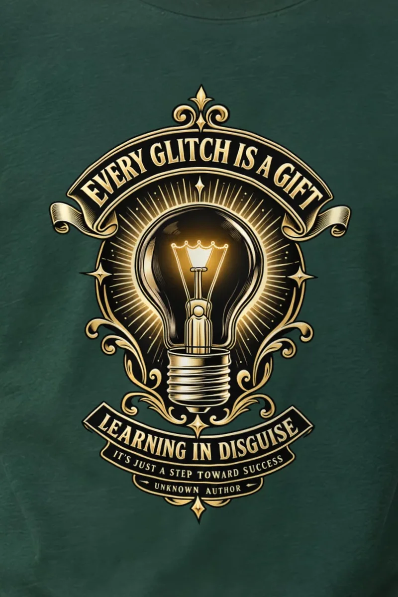 "Learning In Disguise" Heavyweight Unisex Crewneck T-shirt - the graphic up close