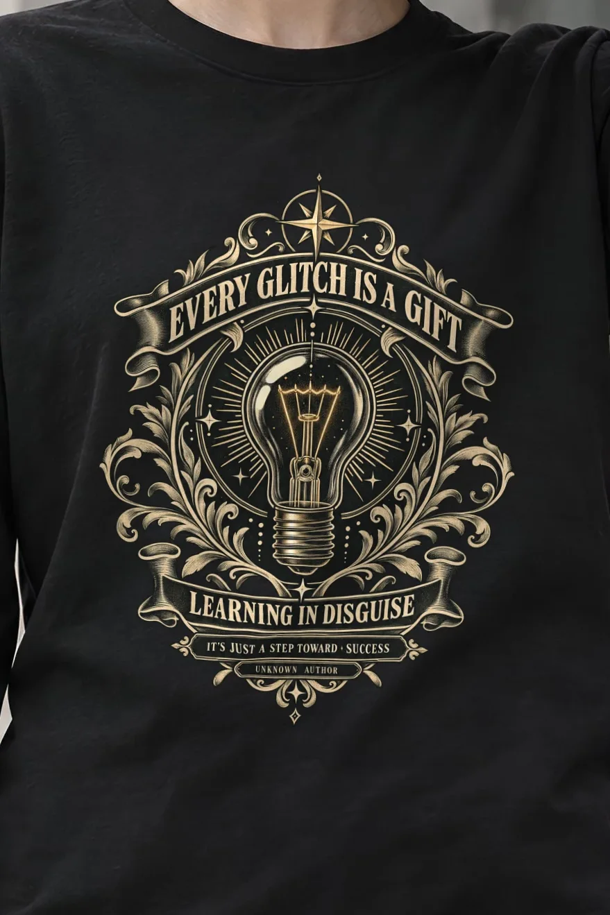 "Learning In Disguise" Unisex Longsleeve T-shirt - the graphic up close