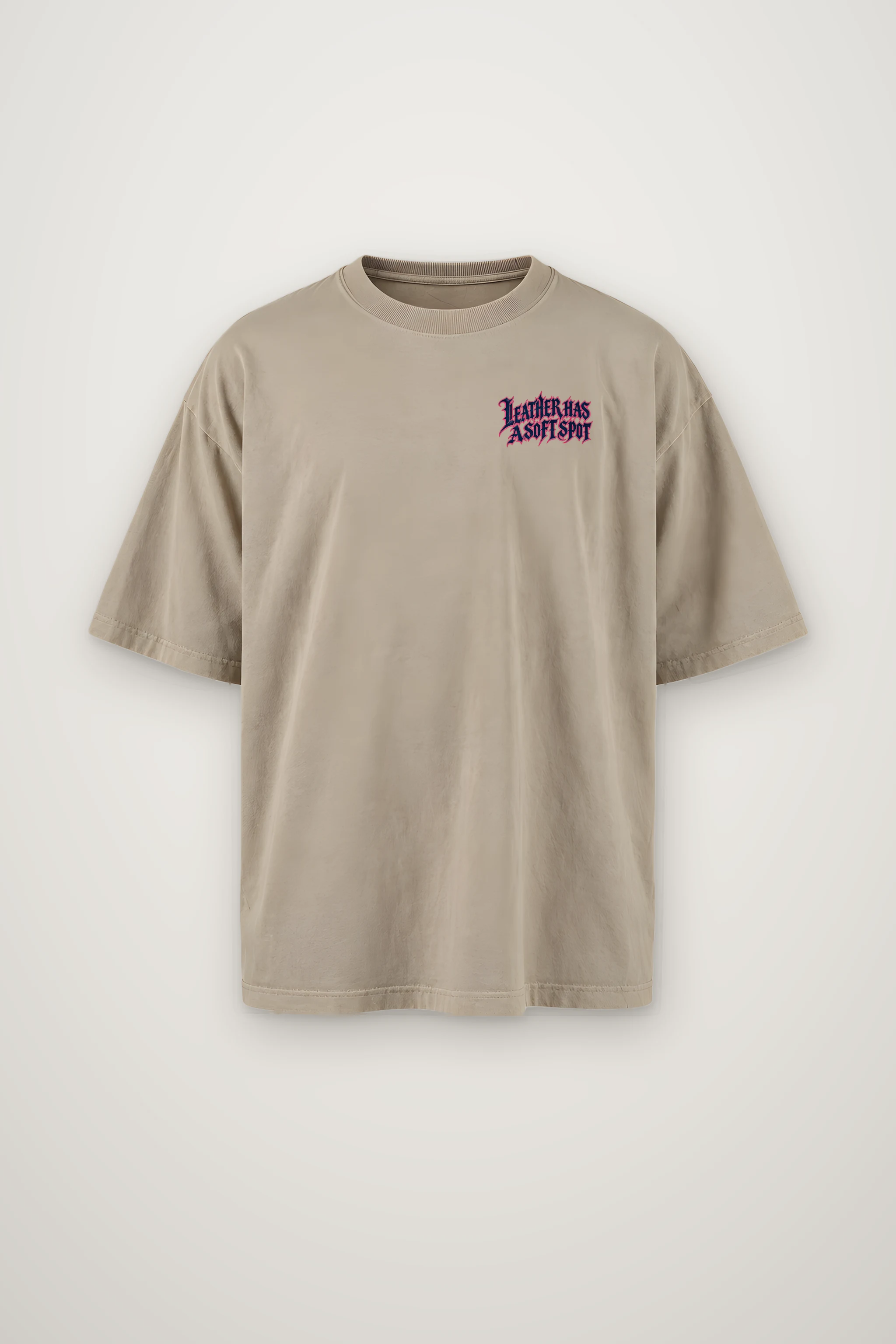 "Leather Has a Soft Spot" Men's Oversized Heavyweight Crewneck T-Shirt
