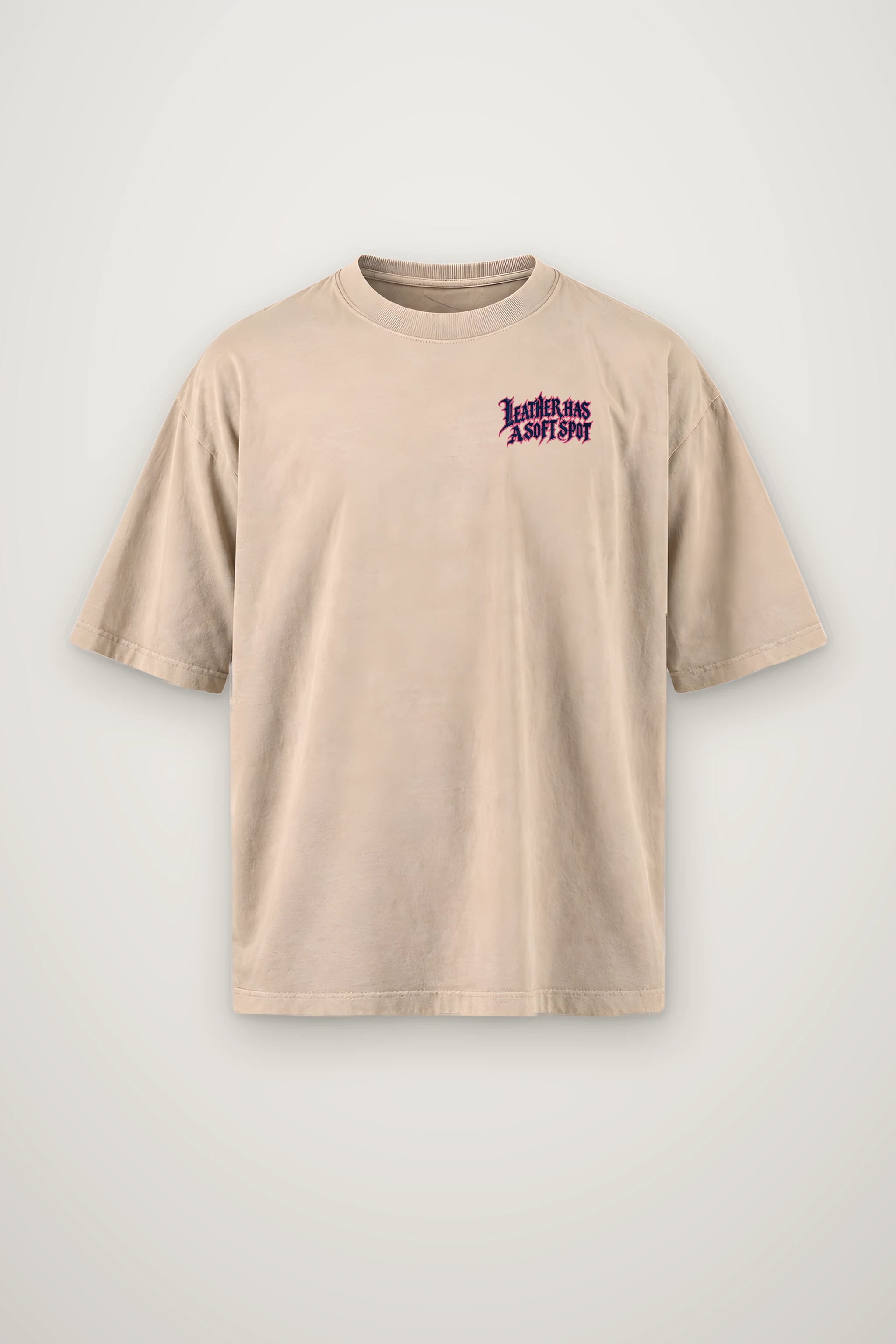 "Leather Has a Soft Spot" Men's Oversized Heavyweight Crewneck T-Shirt