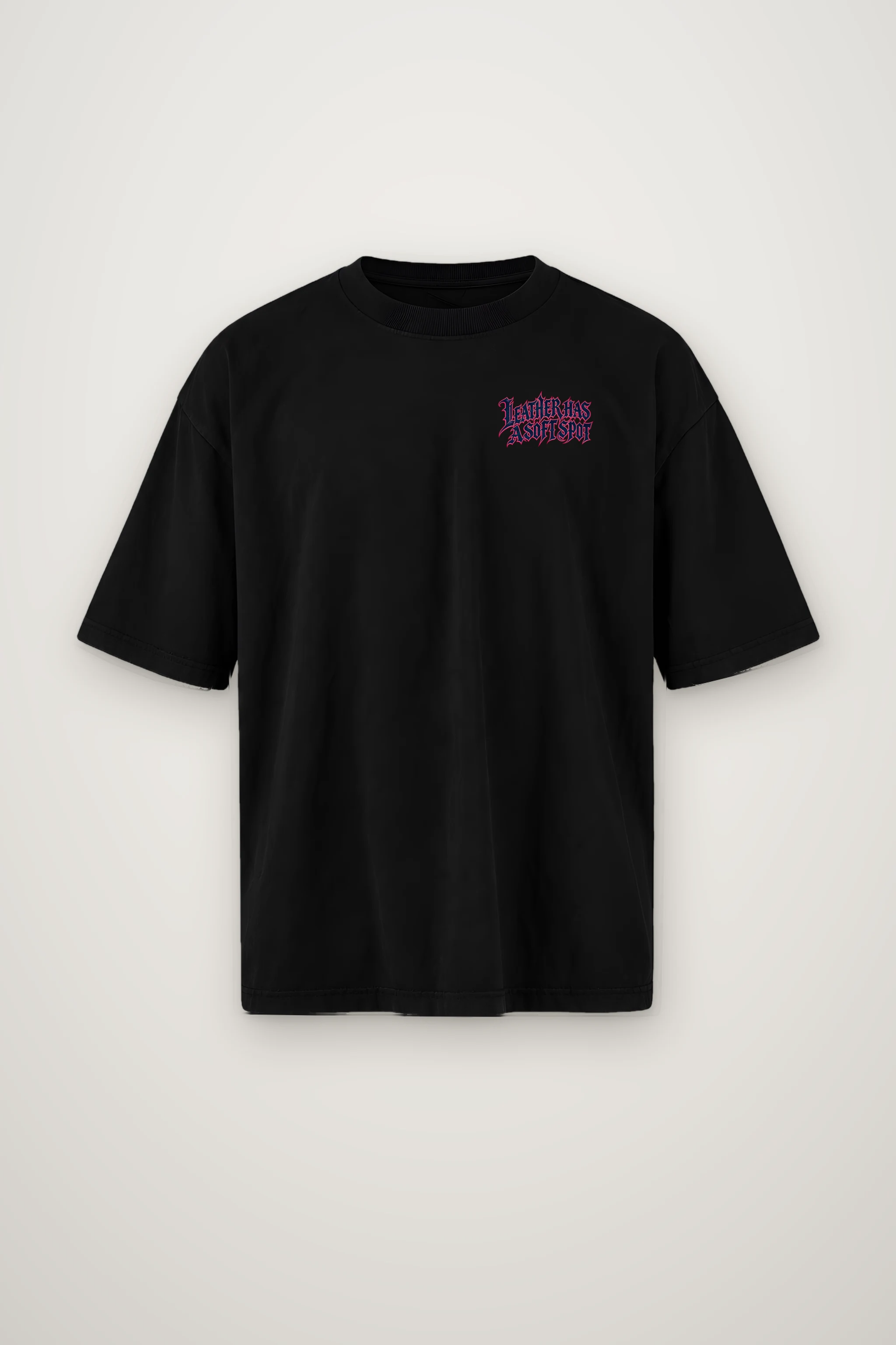 "Leather Has a Soft Spot" Men's Oversized Heavyweight Crewneck T-Shirt
