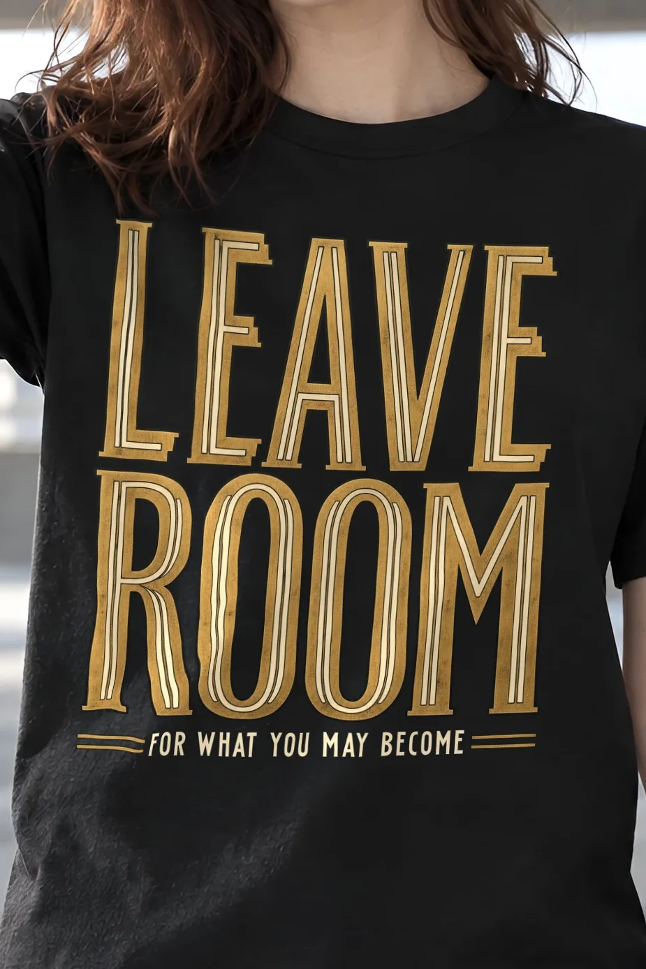 "Leave Room For What You May Become" Heavyweight Unisex Crewneck T-shirt - the graphic up close