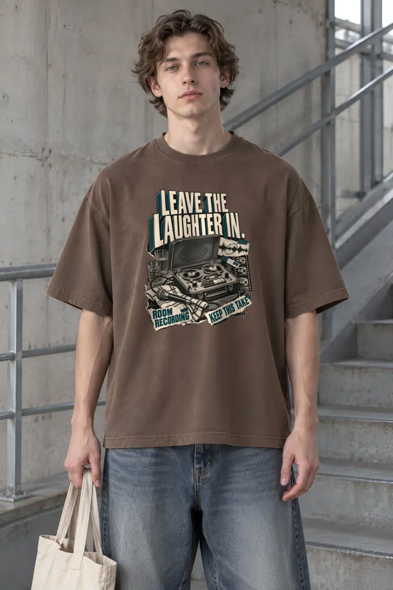 “Leave The Laughter In” Men’s Oversized Heavyweight Crewneck T-Shirt