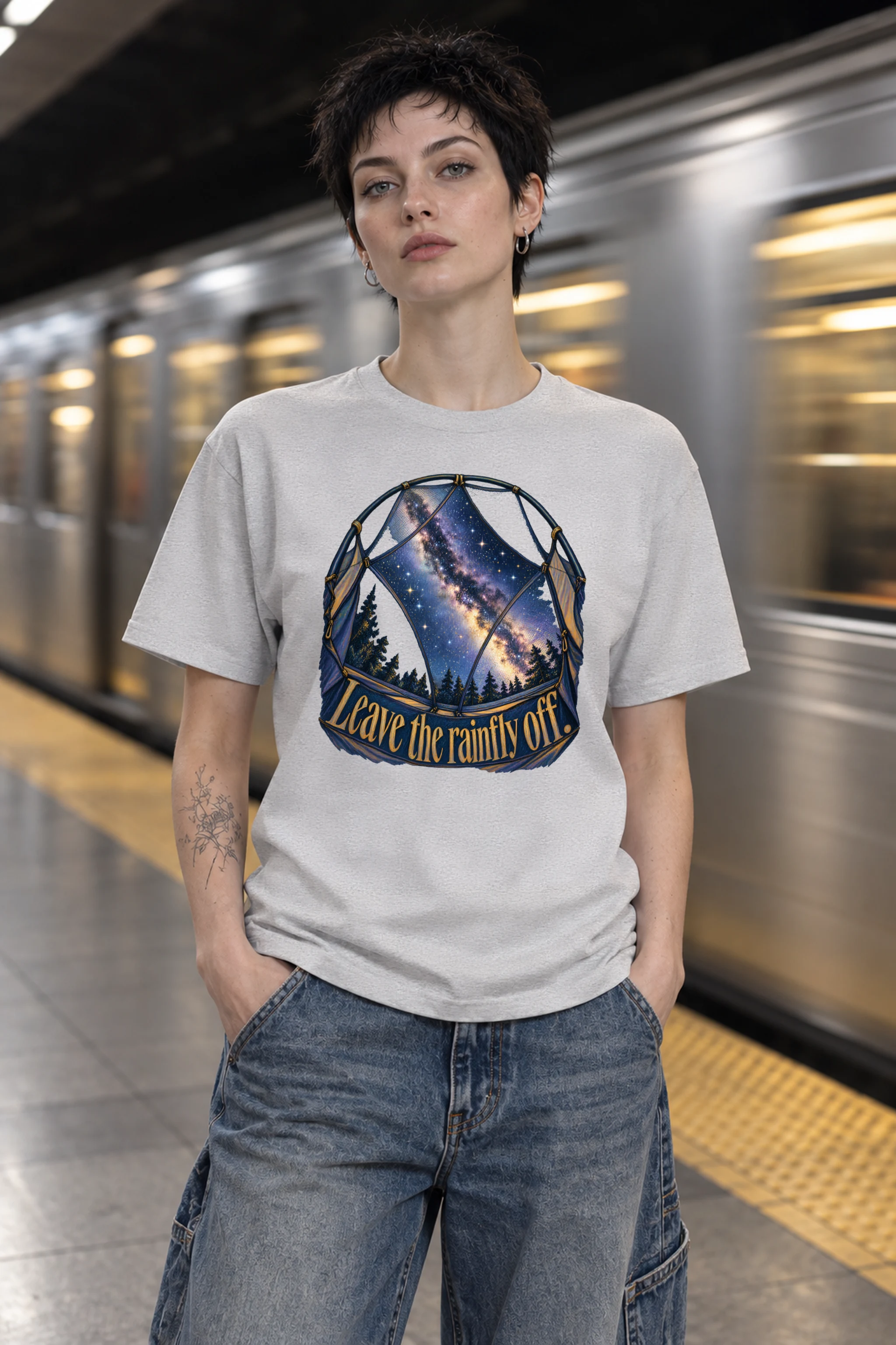 "Leave The Rainfly Off" Heavyweight Unisex Crewneck T-shirt