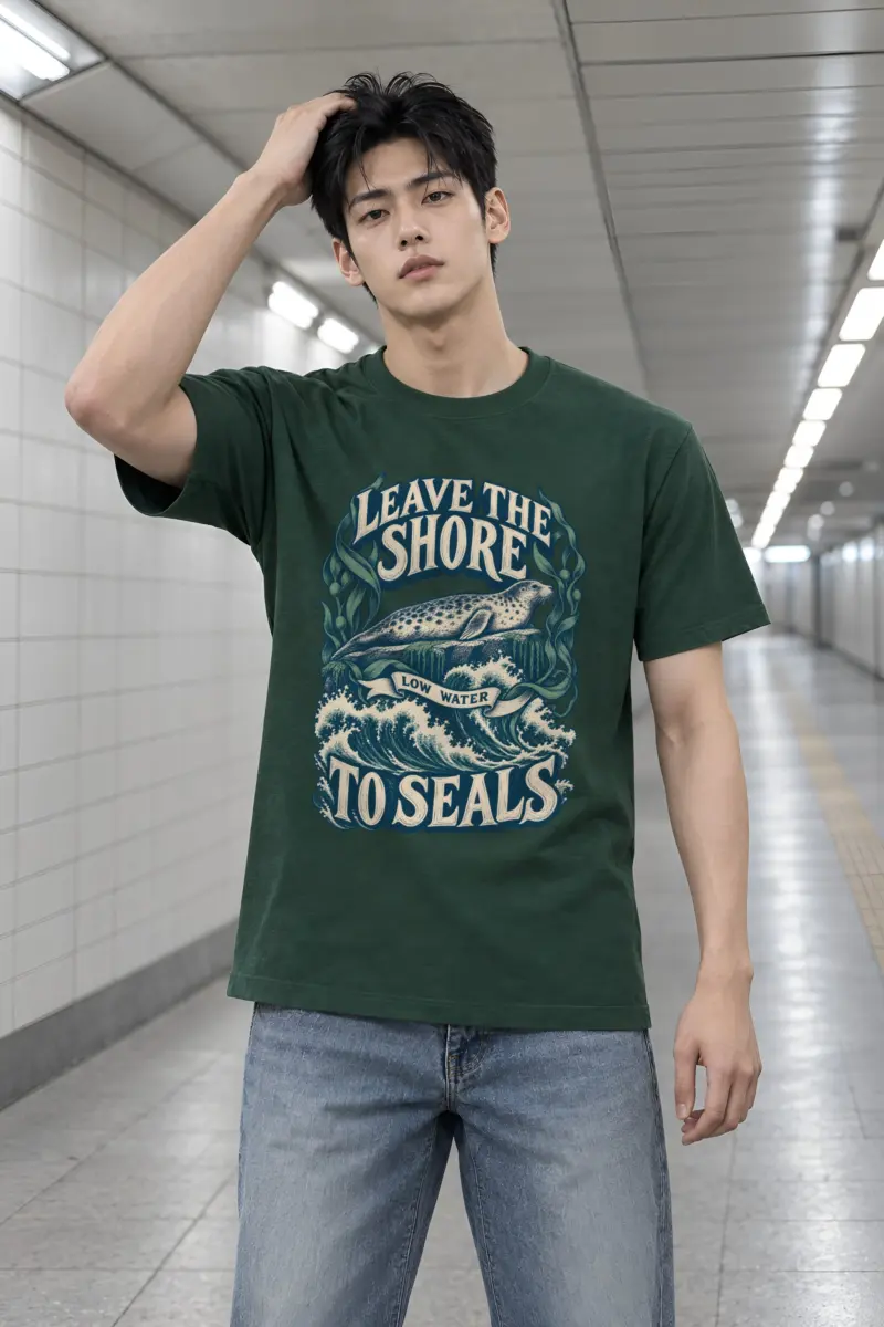 "Leave the Shore Low Water To Seals" Heavyweight Unisex Crewneck T-shirt