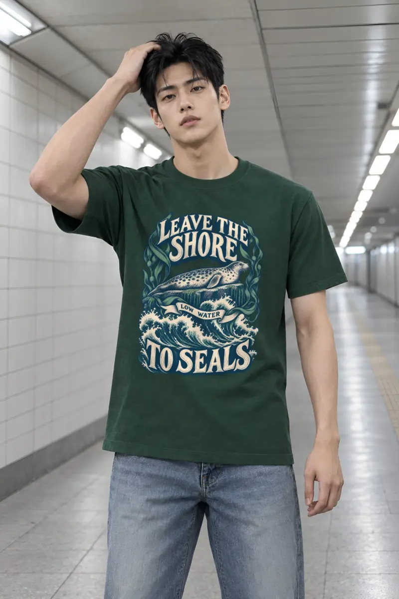 "Leave the Shore Low Water To Seals" Heavyweight Unisex Crewneck T-shirt