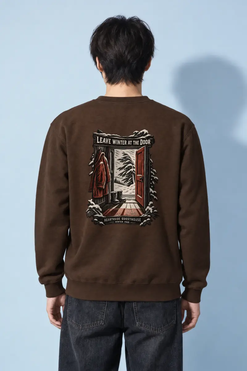 "Leave Winter at the Door" Heavy Blend Unisex Crewneck Sweatshirt