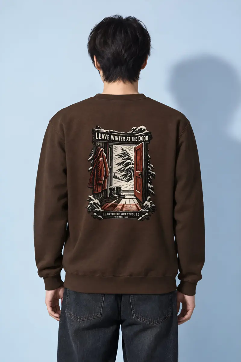 "Leave Winter at the Door" Heavy Blend Unisex Crewneck Sweatshirt