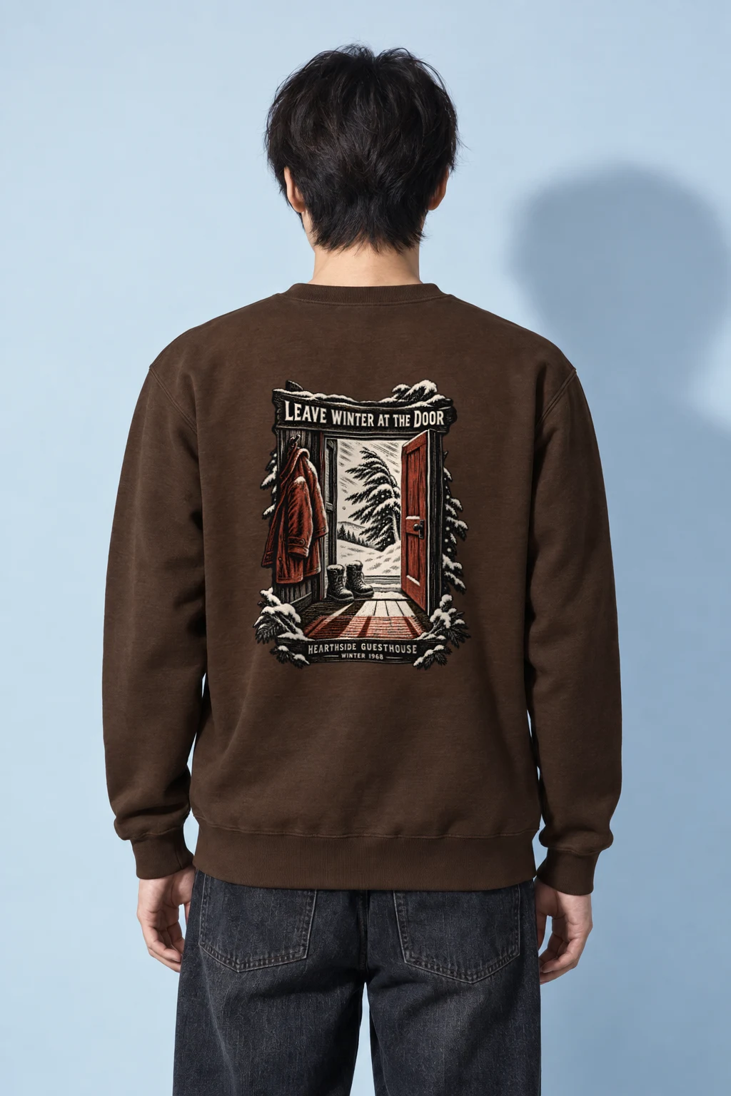 "Leave Winter at the Door" Heavy Blend Unisex Crewneck Sweatshirt