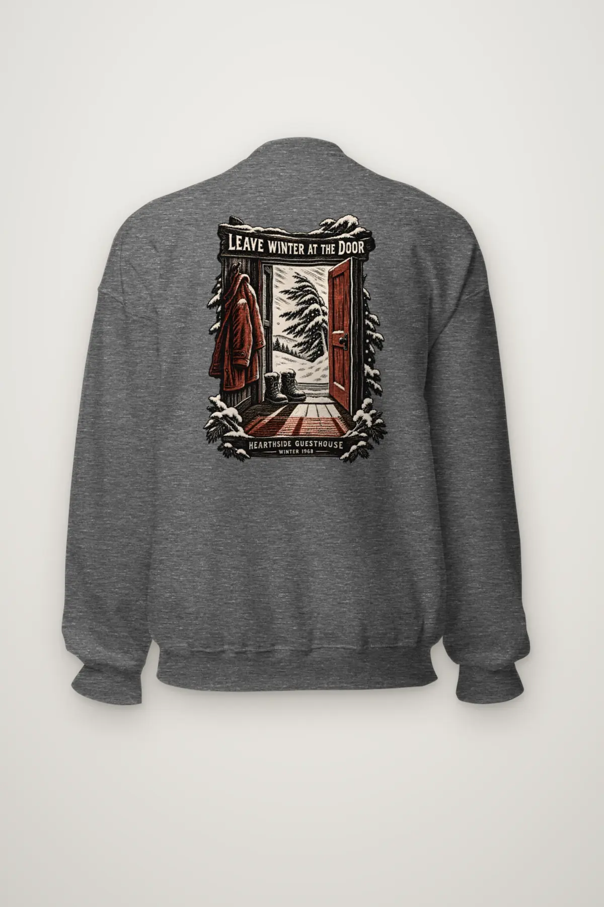 "Leave Winter at the Door" Heavy Blend Unisex Crewneck Sweatshirt