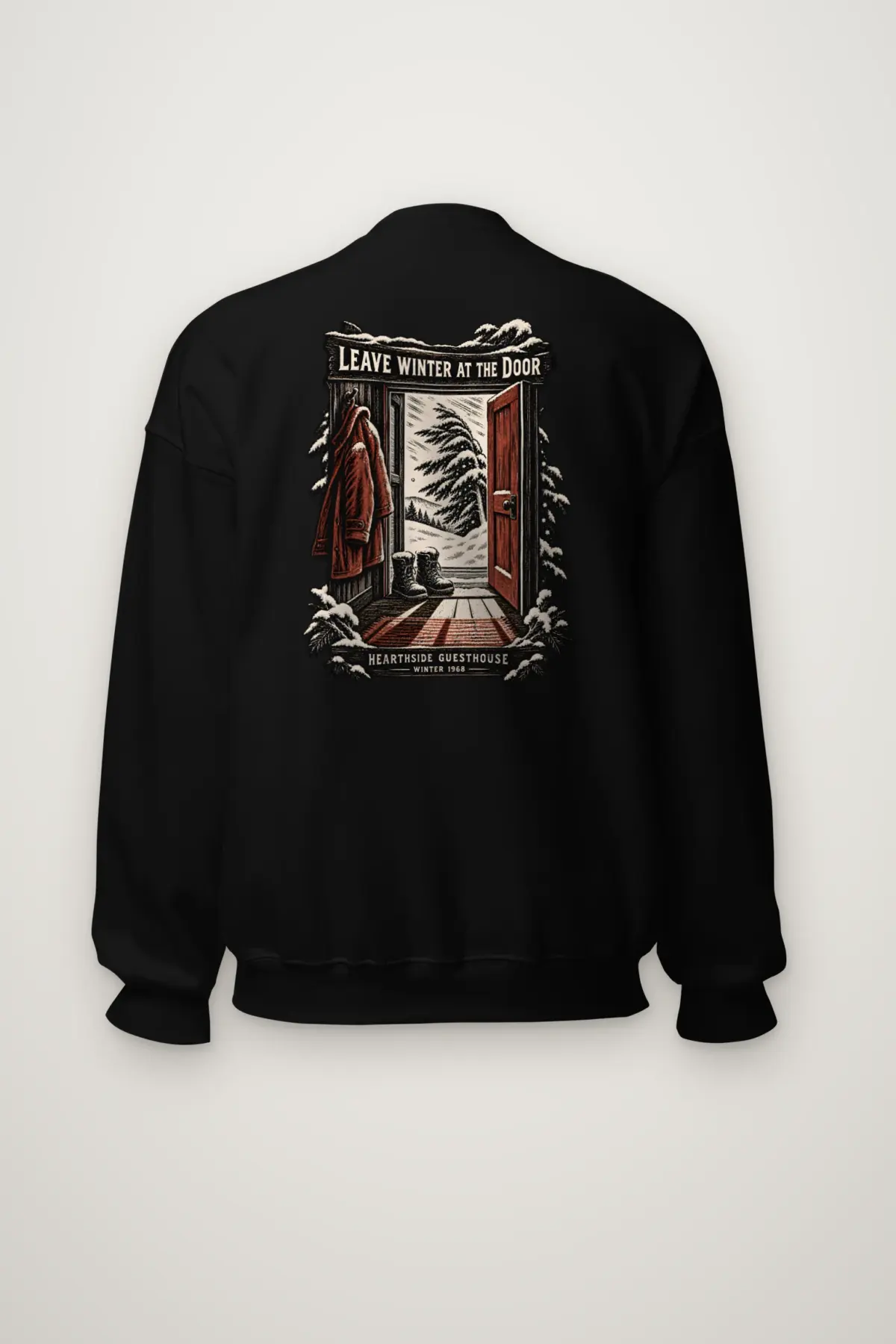 "Leave Winter at the Door" Heavy Blend Unisex Crewneck Sweatshirt