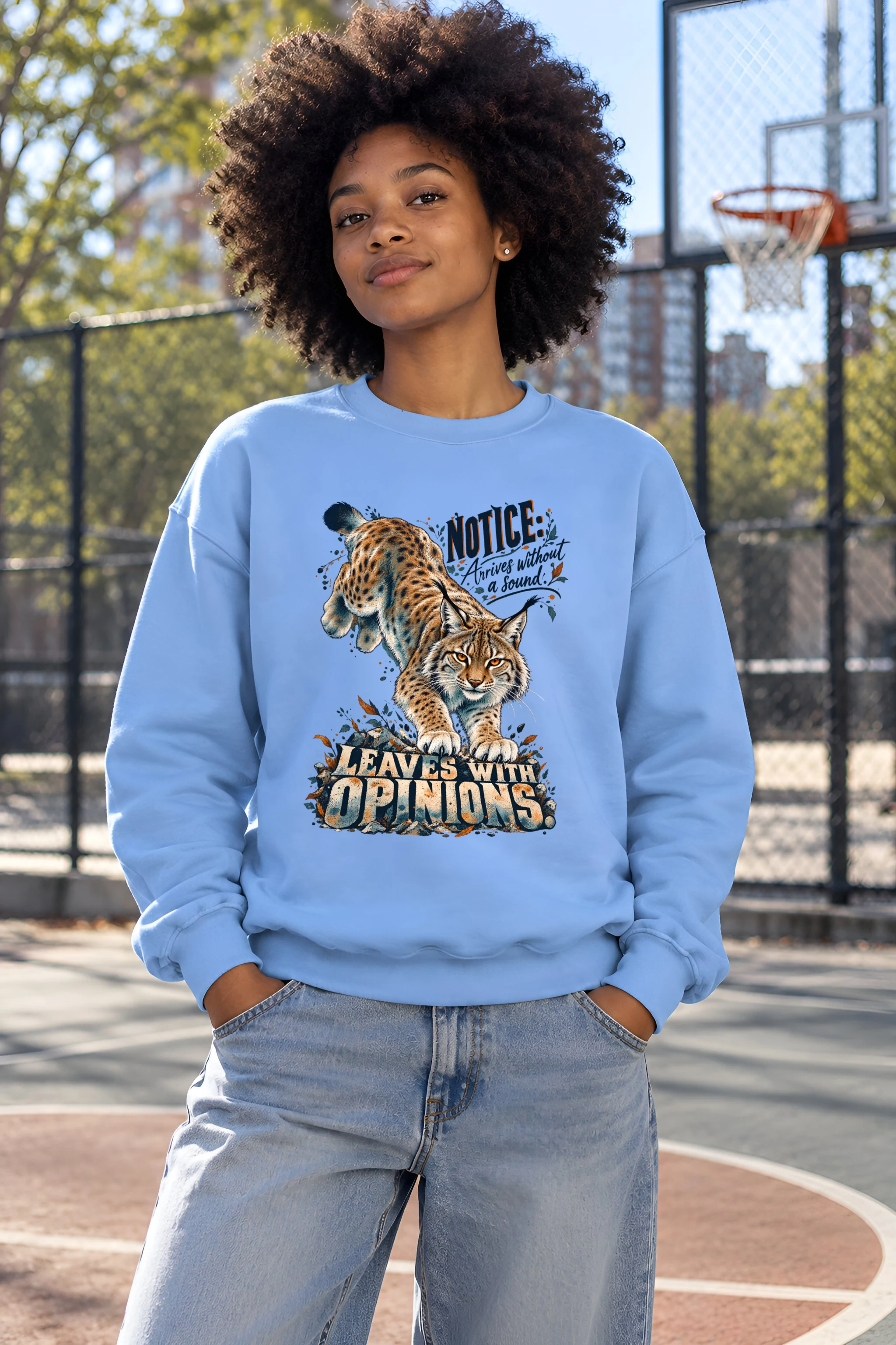 "Leaves With Opinions Lynx" Unisex Crewneck Sweatshirt
