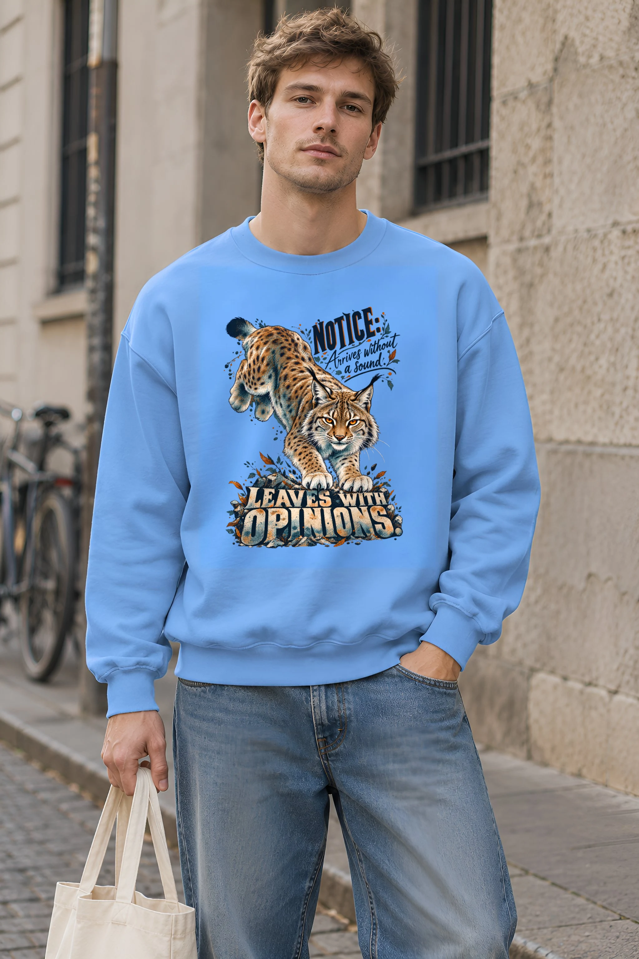 "Leaves With Opinions Lynx" Unisex Crewneck Sweatshirt