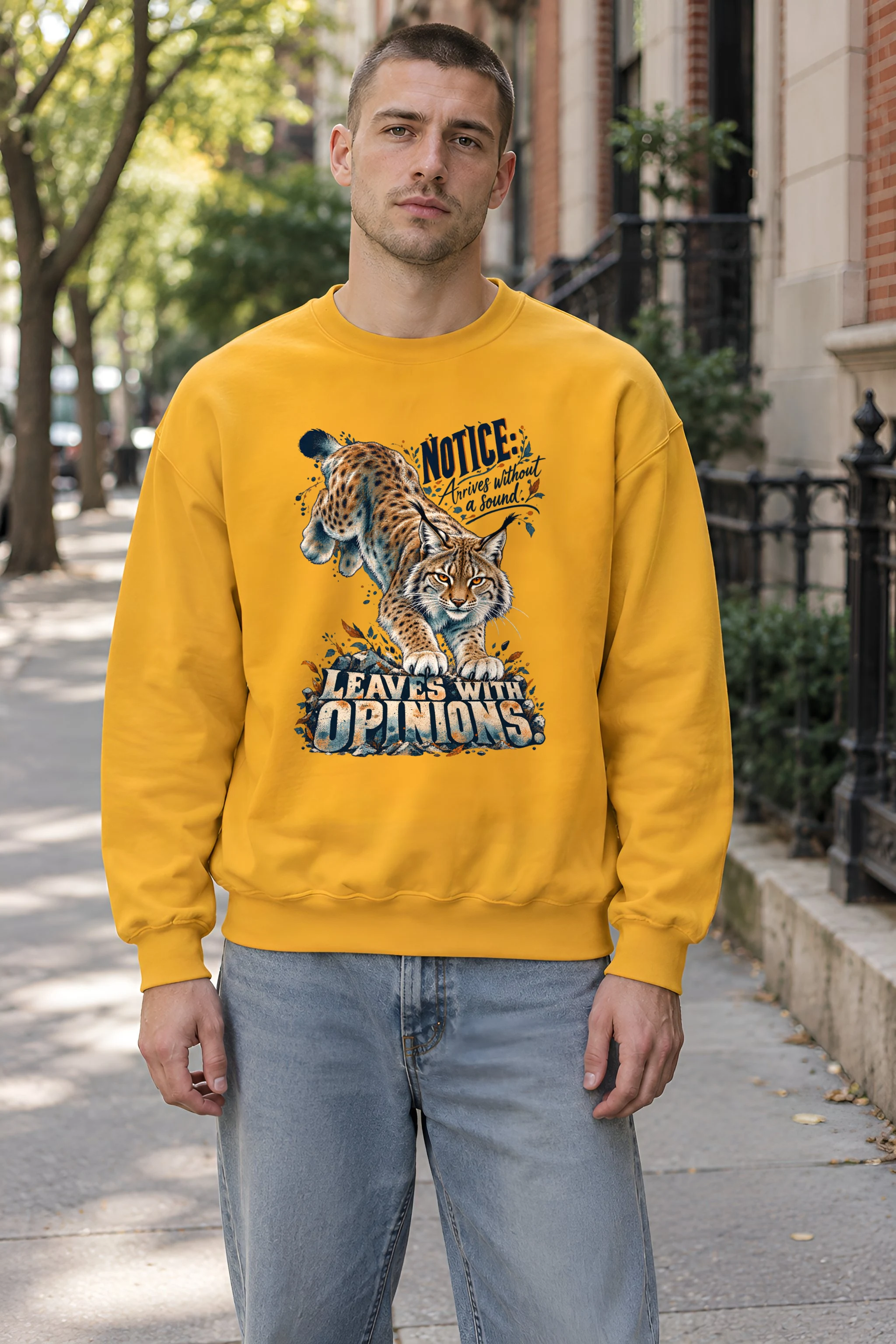 "Leaves With Opinions Lynx" Unisex Crewneck Sweatshirt