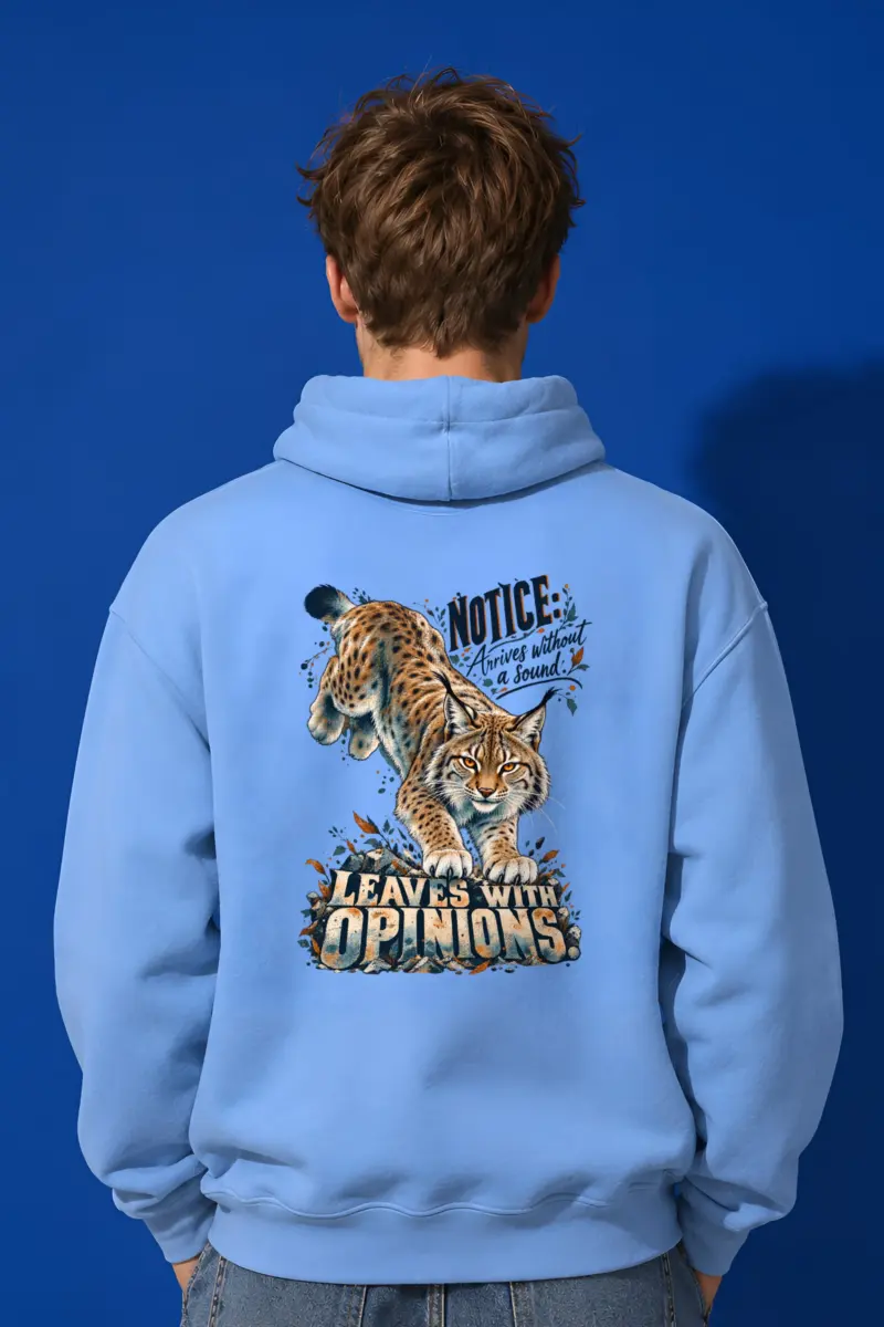 “Leaves With Opinions Lynx” Unisex Pullover Hoodie