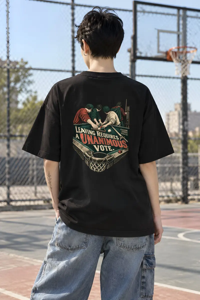 "Leaving Requires a Unanimous Vote" Unisex Oversized Heavyweight Crewneck T-Shirt