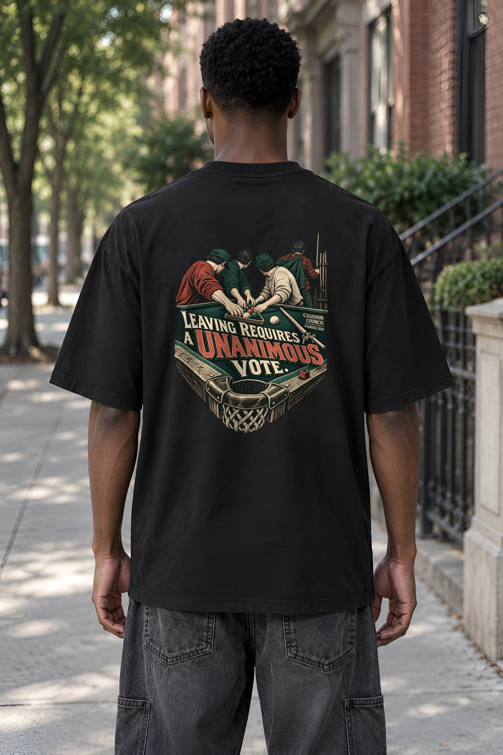 "Leaving Requires a Unanimous Vote" Men's Oversized Heavyweight Crewneck T-Shirt